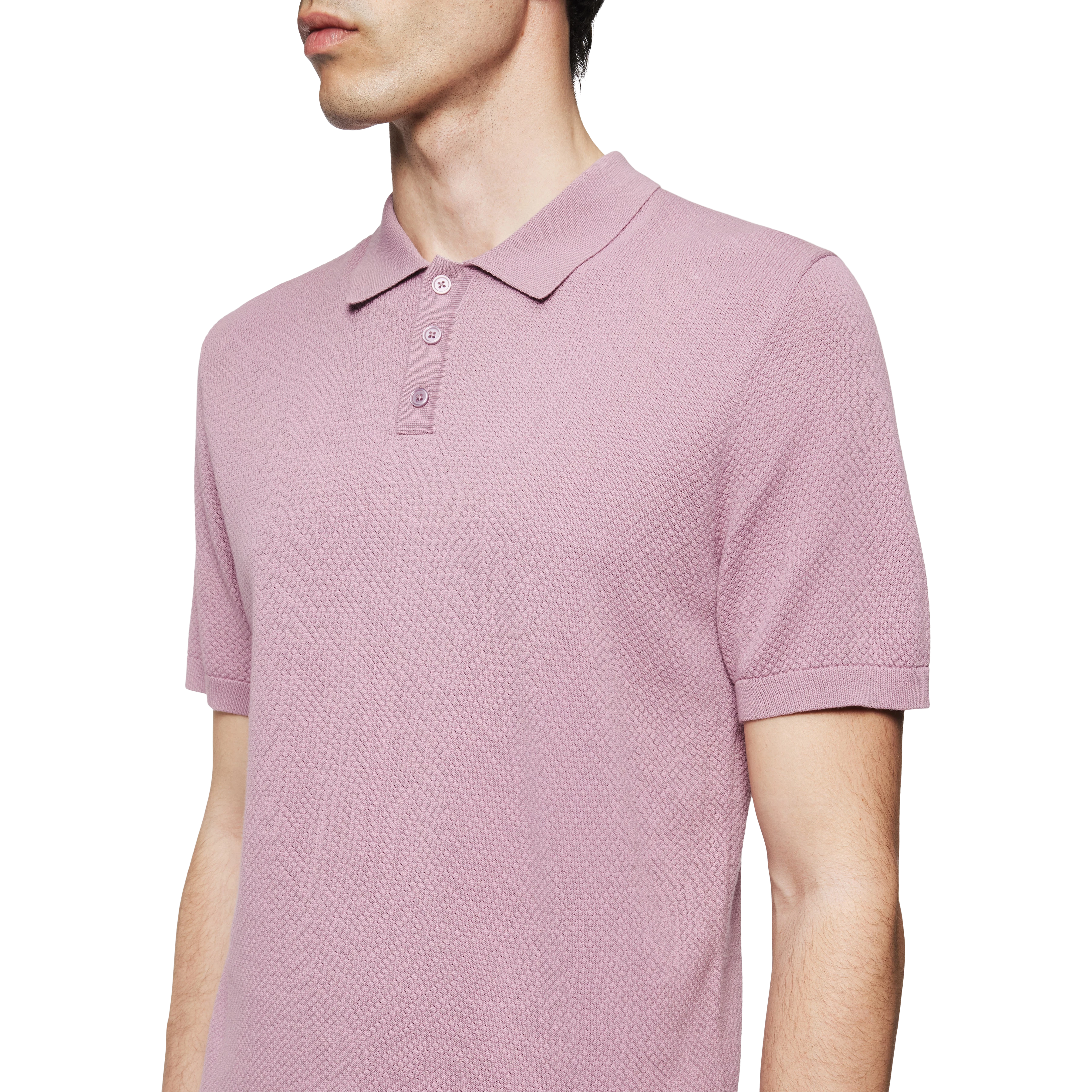 TRITON - Polo-Shirt in Baumwolle - Herren - lila - Detailansicht am Model