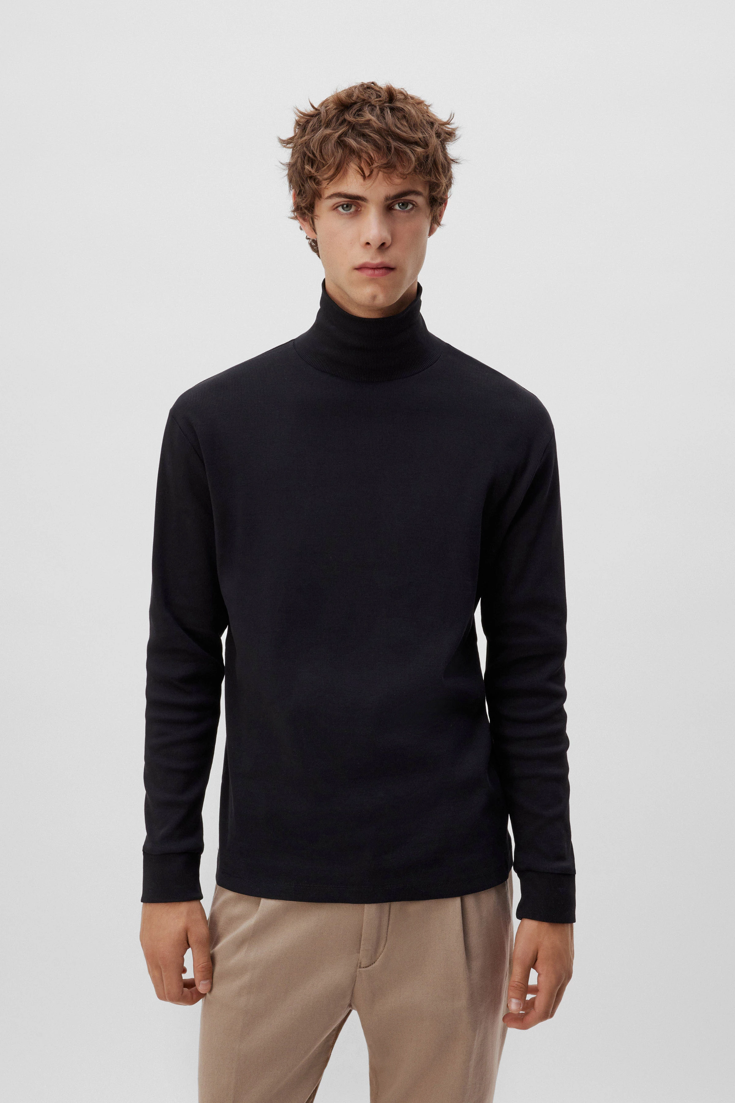 EMANUEL - Turtle Pullover in Rippe - Herren - schwarz - Frontansicht