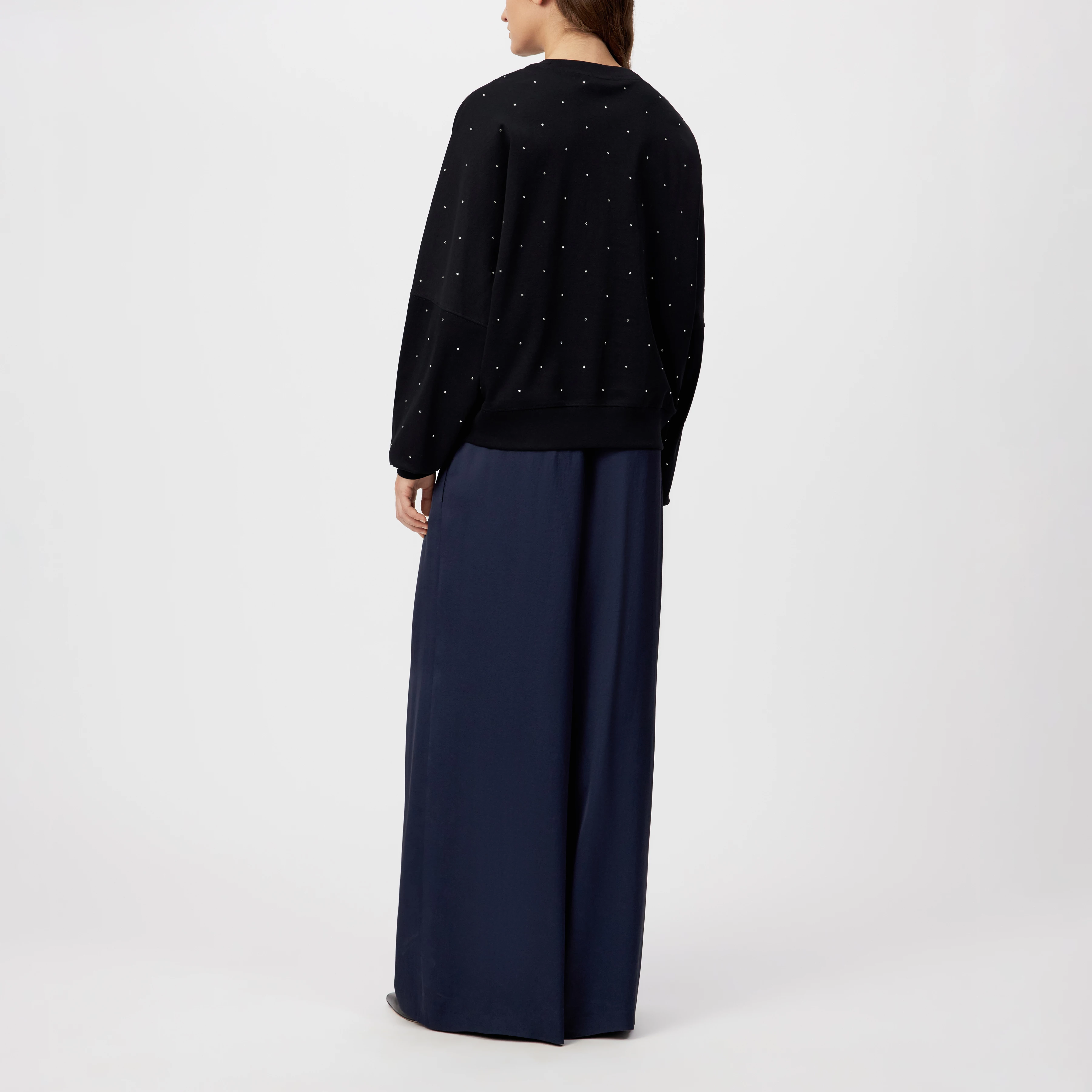 ASTARIA_P2 - Sweatshirt mit Swarovski®-Kristallen in mercerisierter Baumwolle - Damen - schwarz - Rückansicht