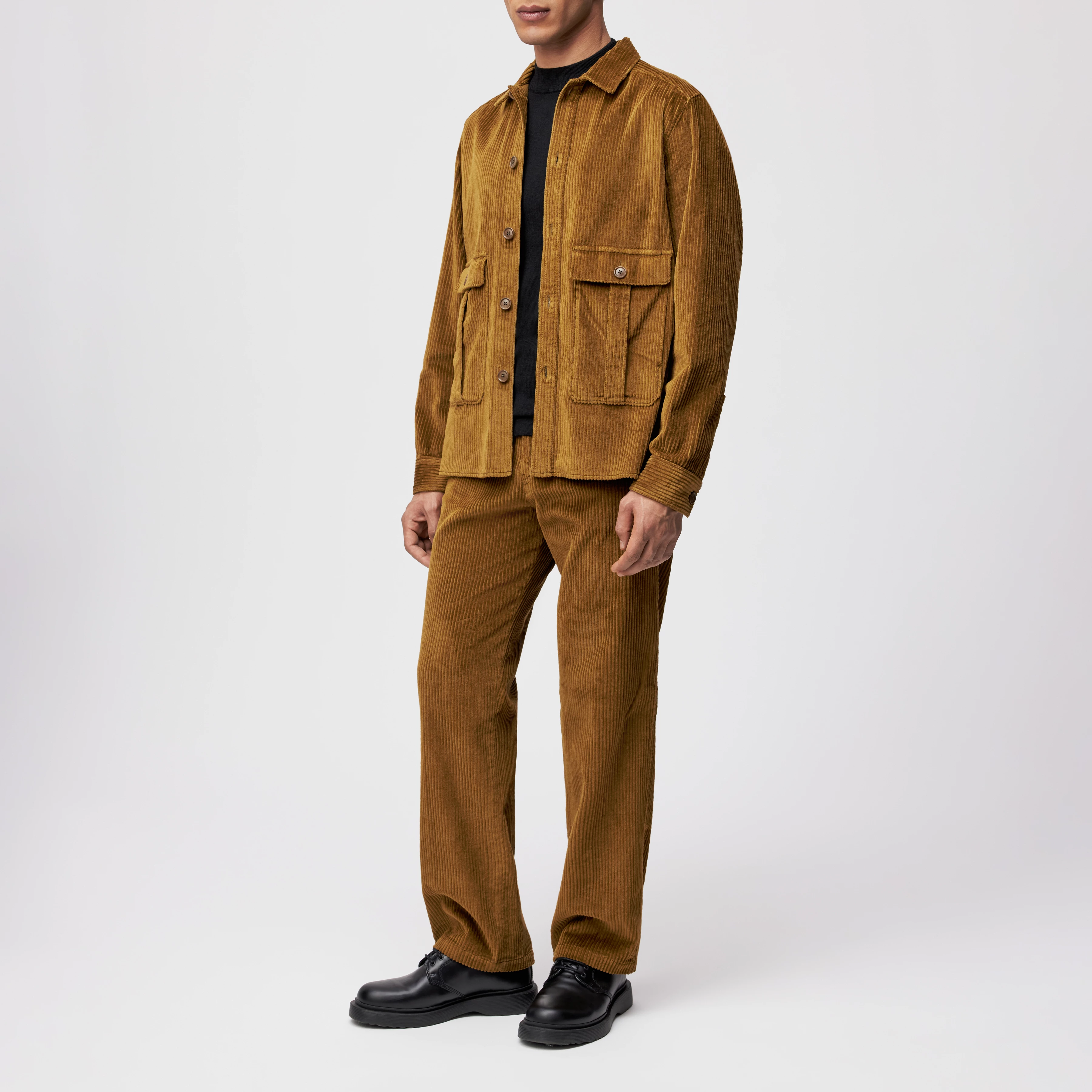 LIEWA - Overshirt in cotton wide corduroy - men - yellow - Ganzkörper-Frontansicht