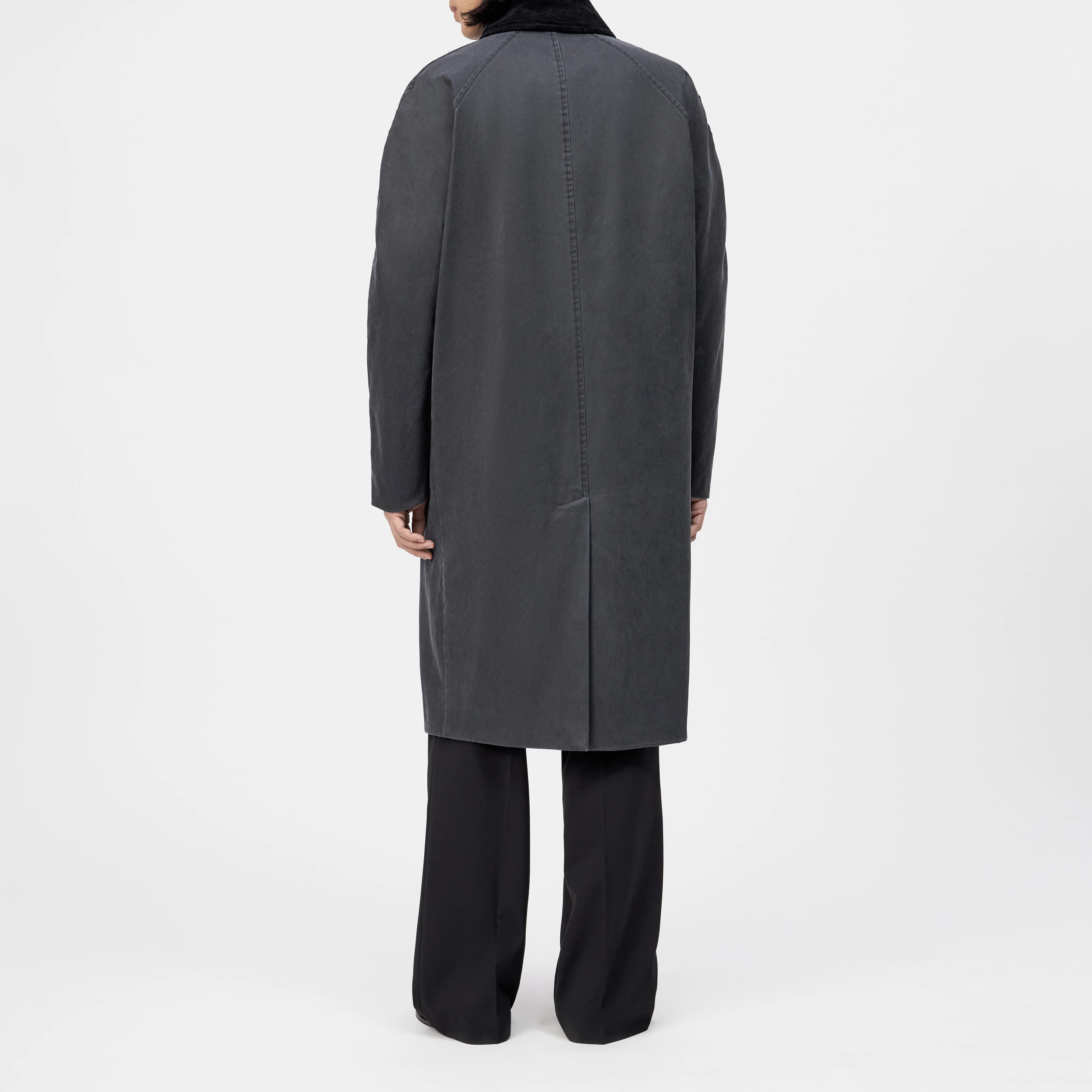 COSMANO_2 - Mantel mit Raglanärmeln in gewachstem Baumwoll-Mix - Herren - schwarz - Rückansicht