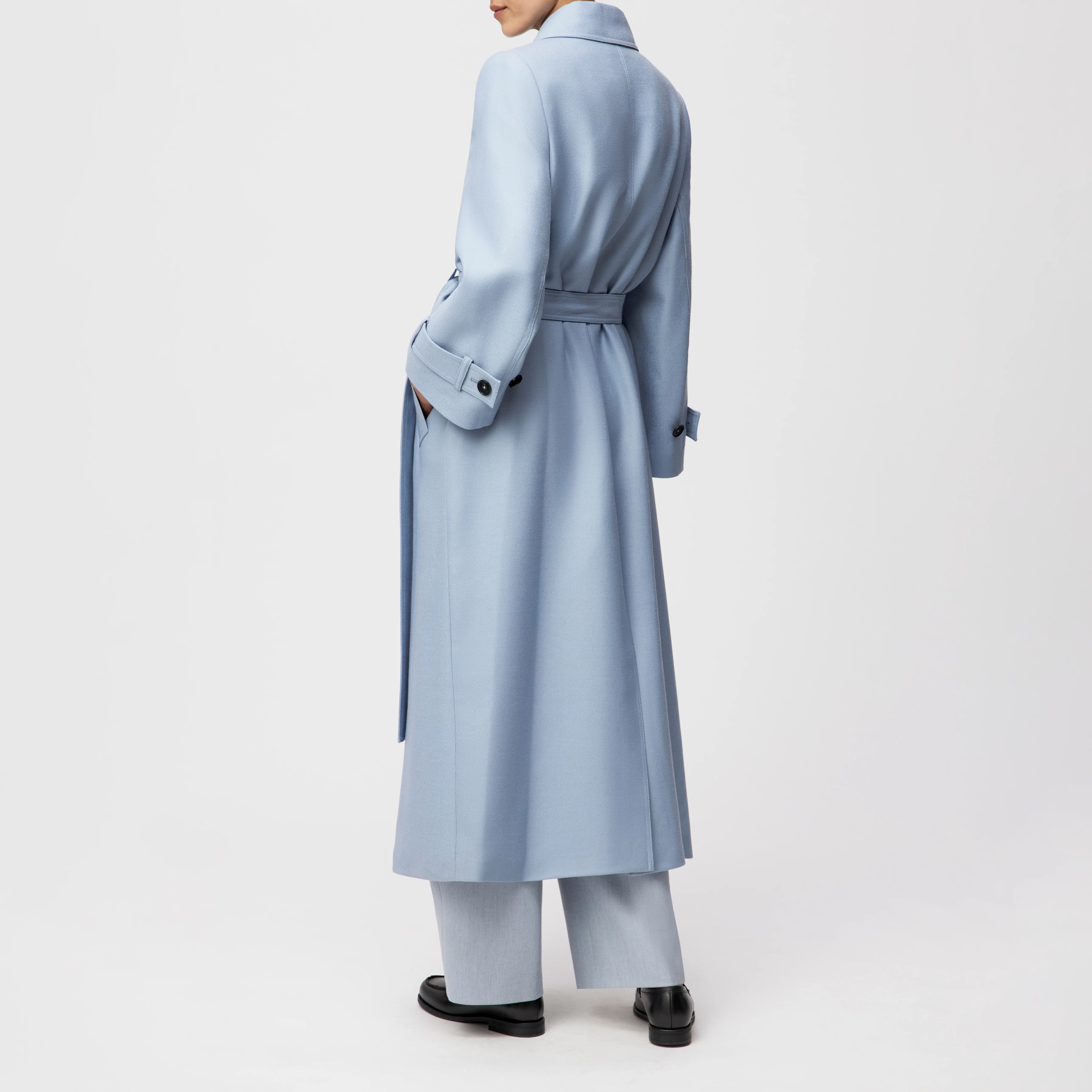 ALVINGTON - Trenchcoat in Schurwolle - Damen - blau - Rückansicht