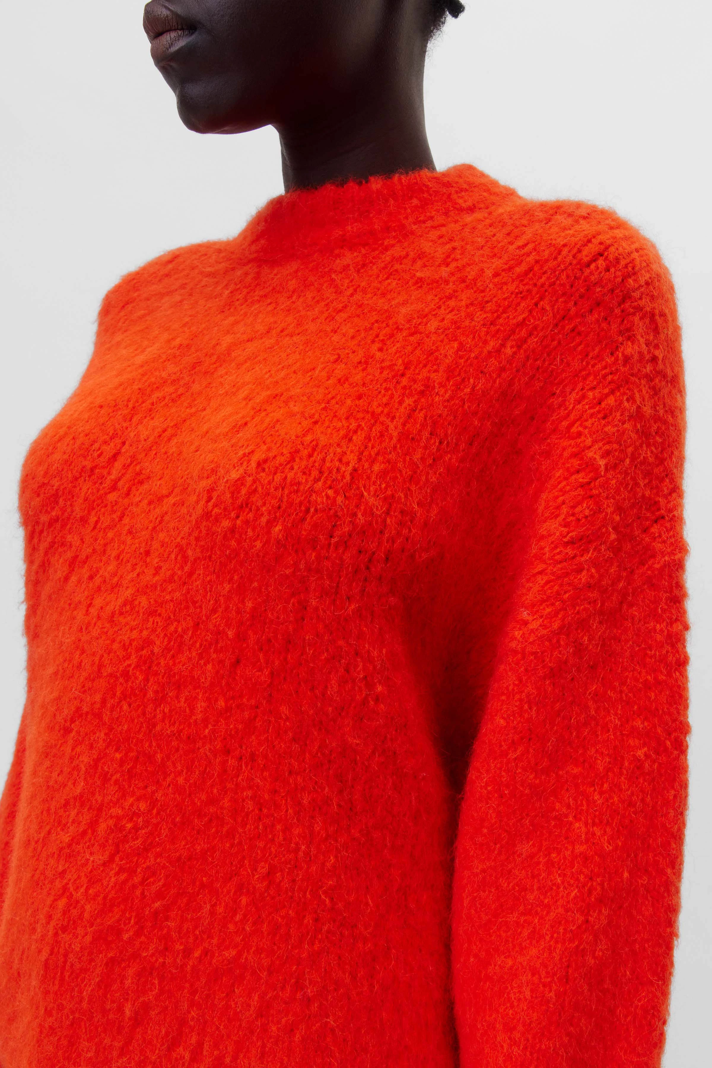 RAMEA - Sweater in alpaca blend - women - orange - Seitenansicht