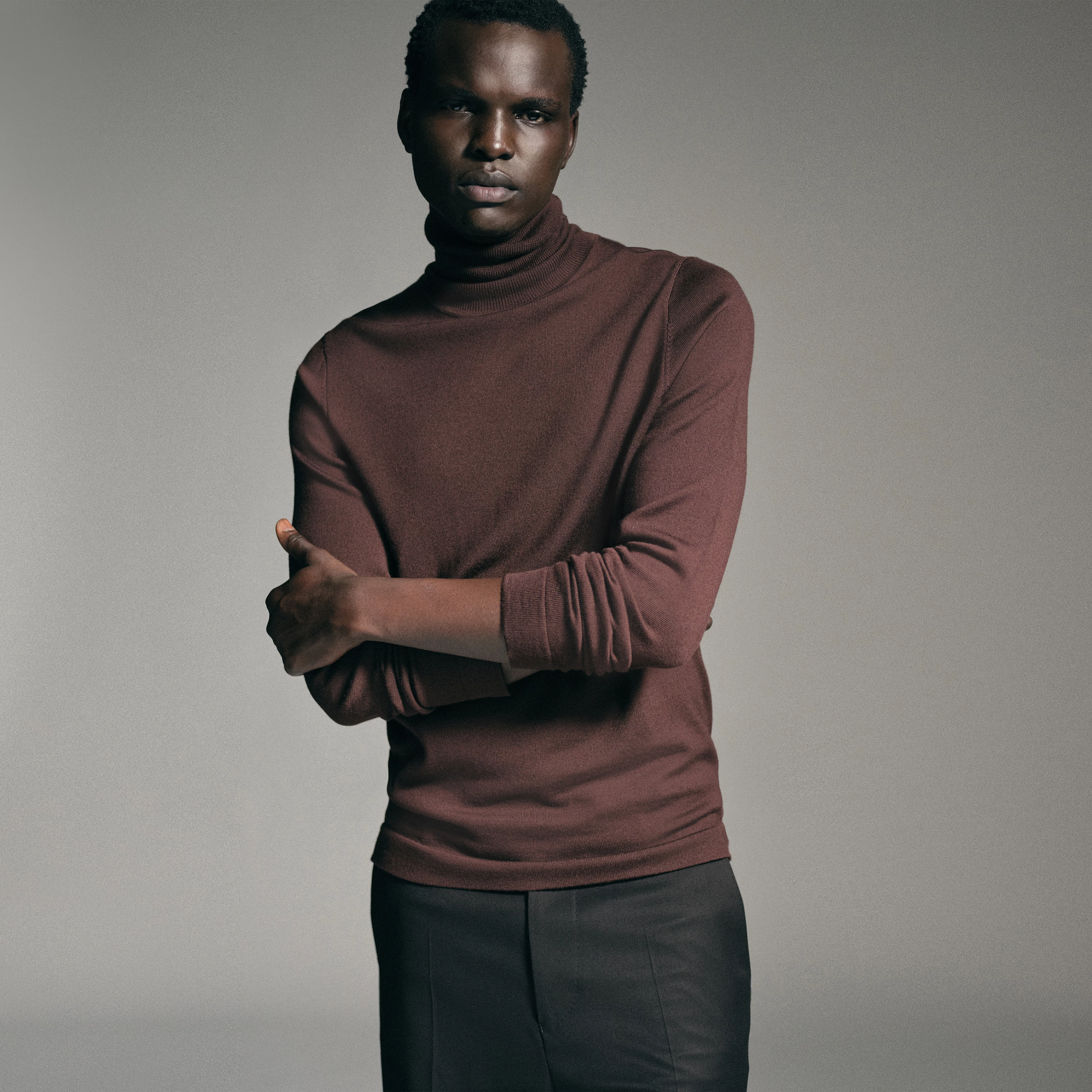 JOEY - Rollkragenpullover in 100% Merinowolle - Herren - rot