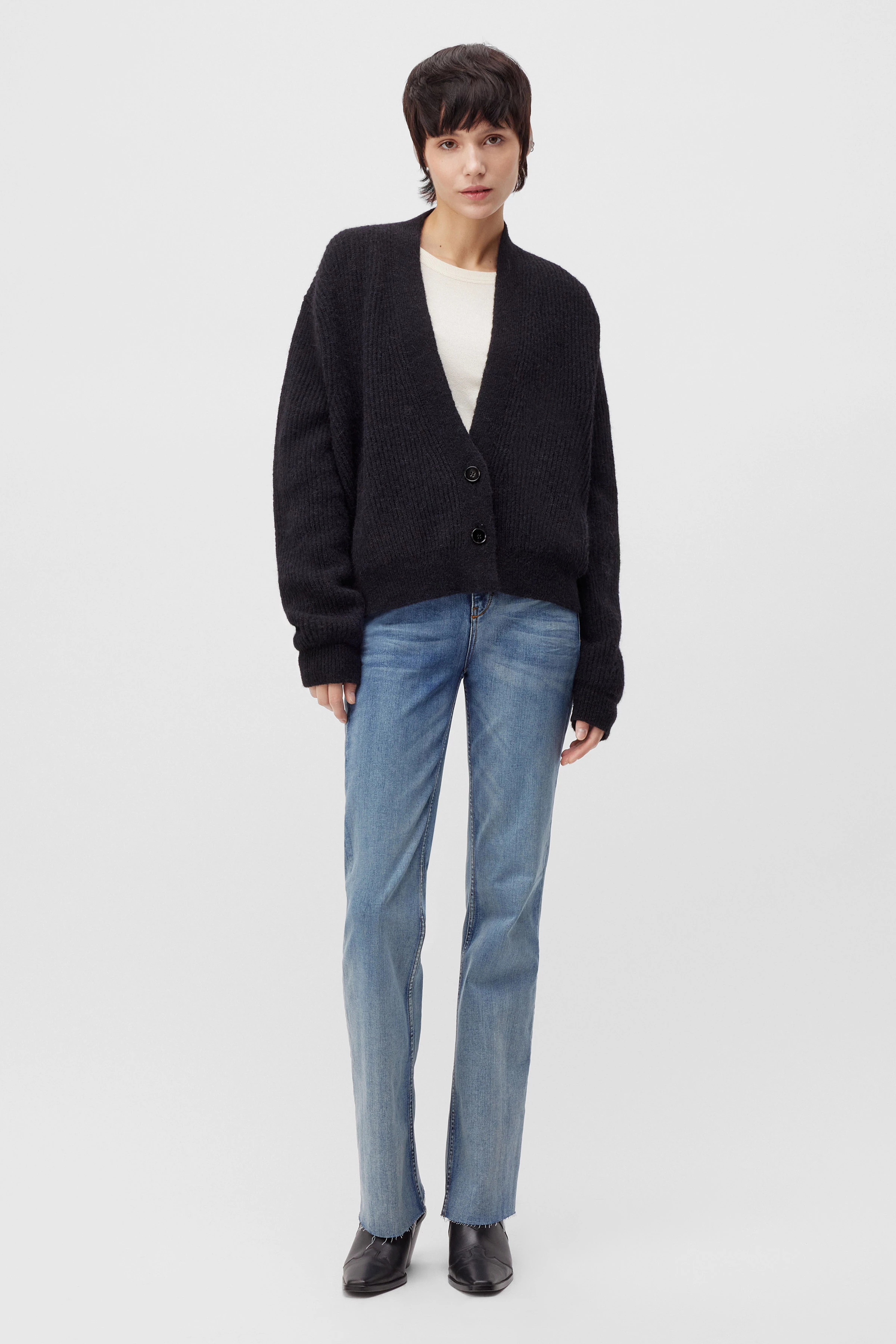 SONTJE - Veste en tricot en mélange d'alpaga et de laine - women - noir - Ganzkörper-Frontansicht