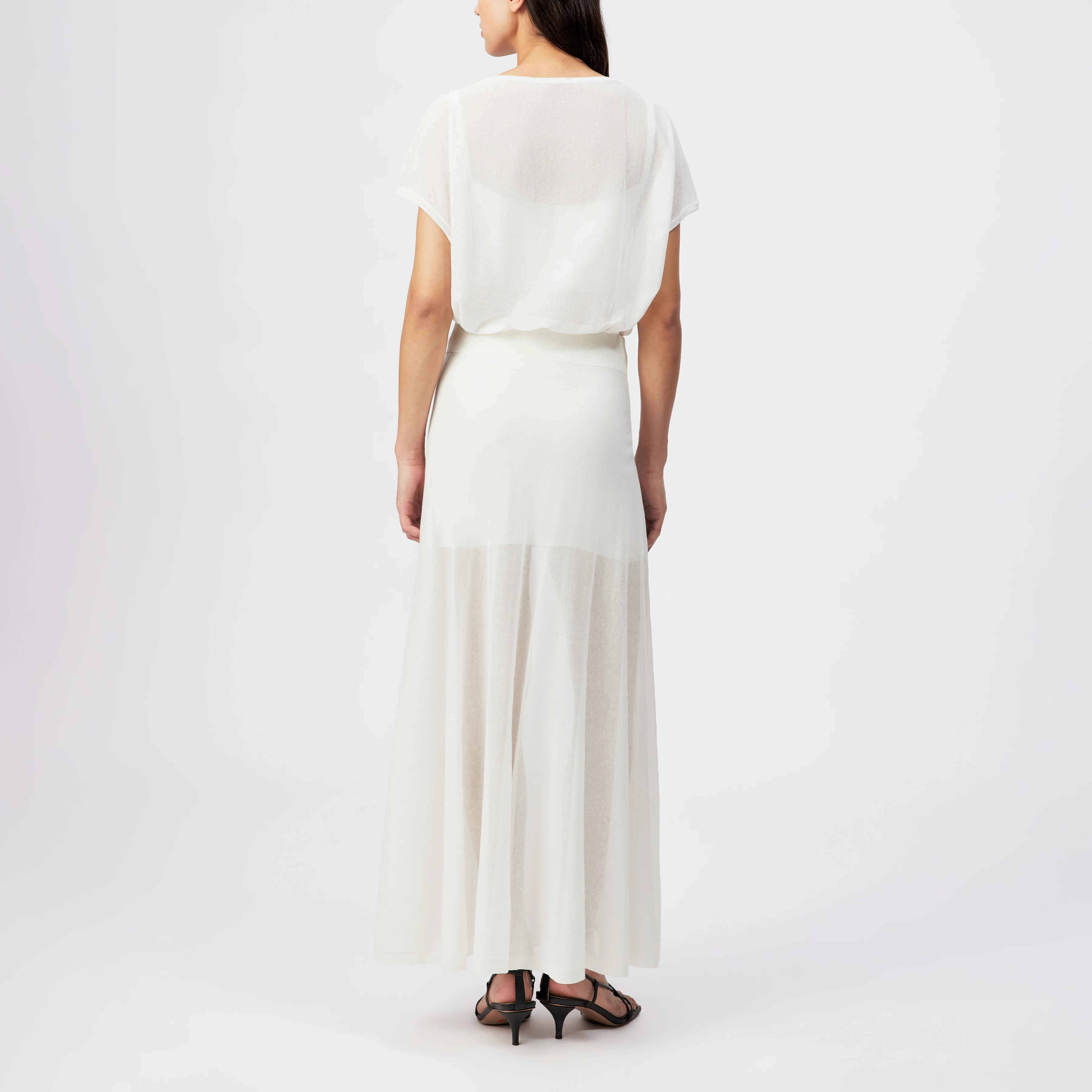 TENSYA_2 - Maxi skirt in fine knit - women - off white - Rückansicht