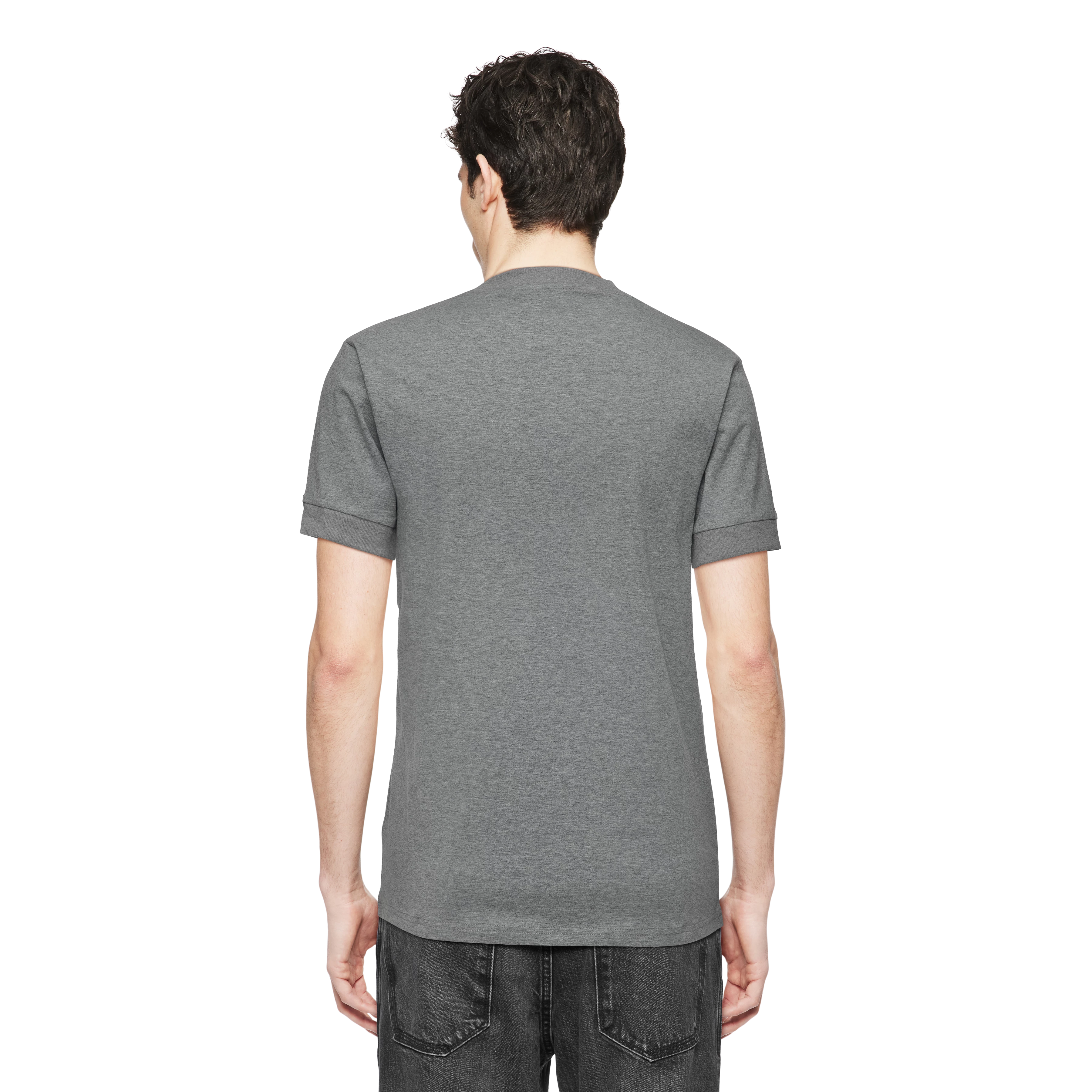 ANTON - Fitted T-Shirt in Baumwolle - Herren - grau - Rückansicht