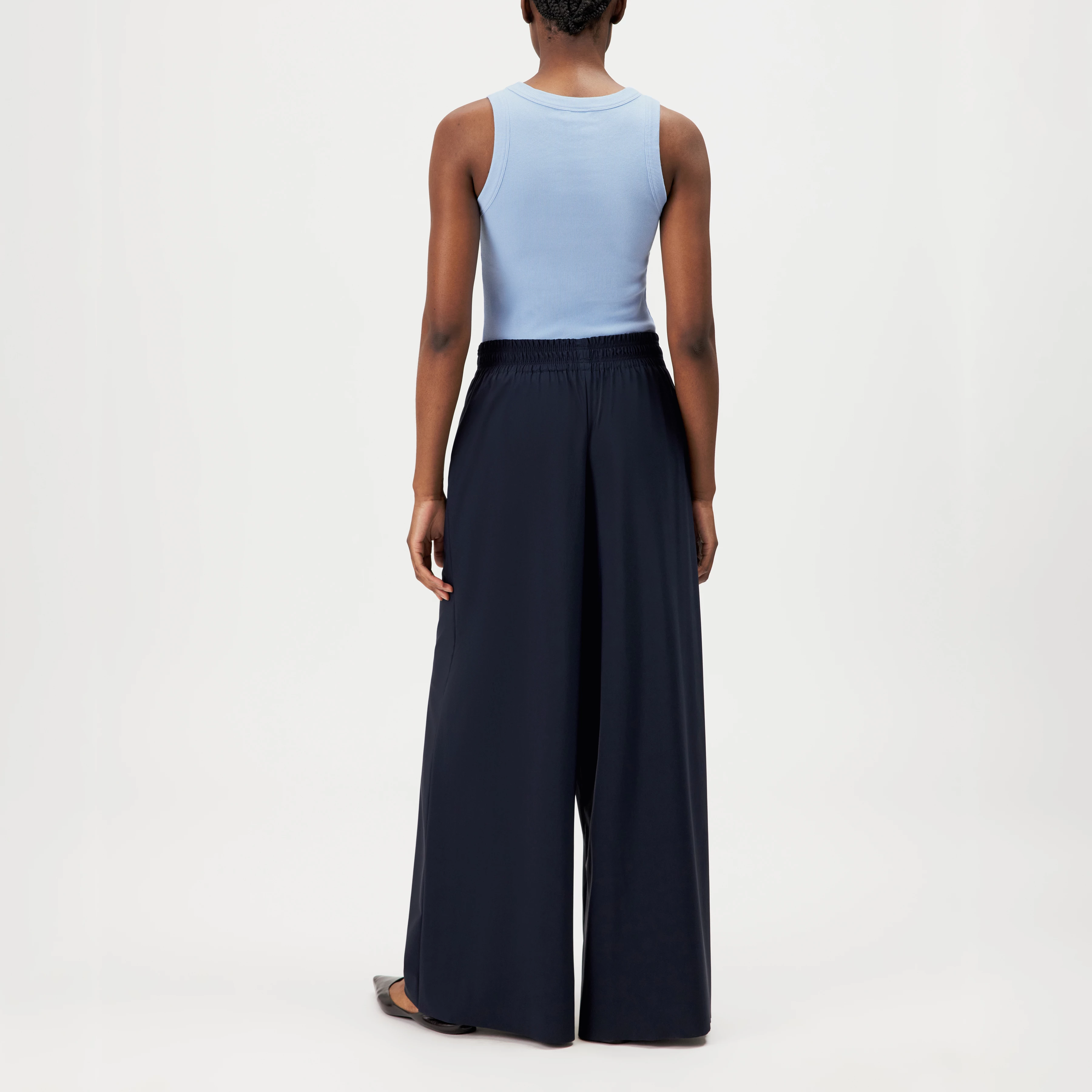 CEILING - Wide trousers in jersey - women - blue - Rückansicht