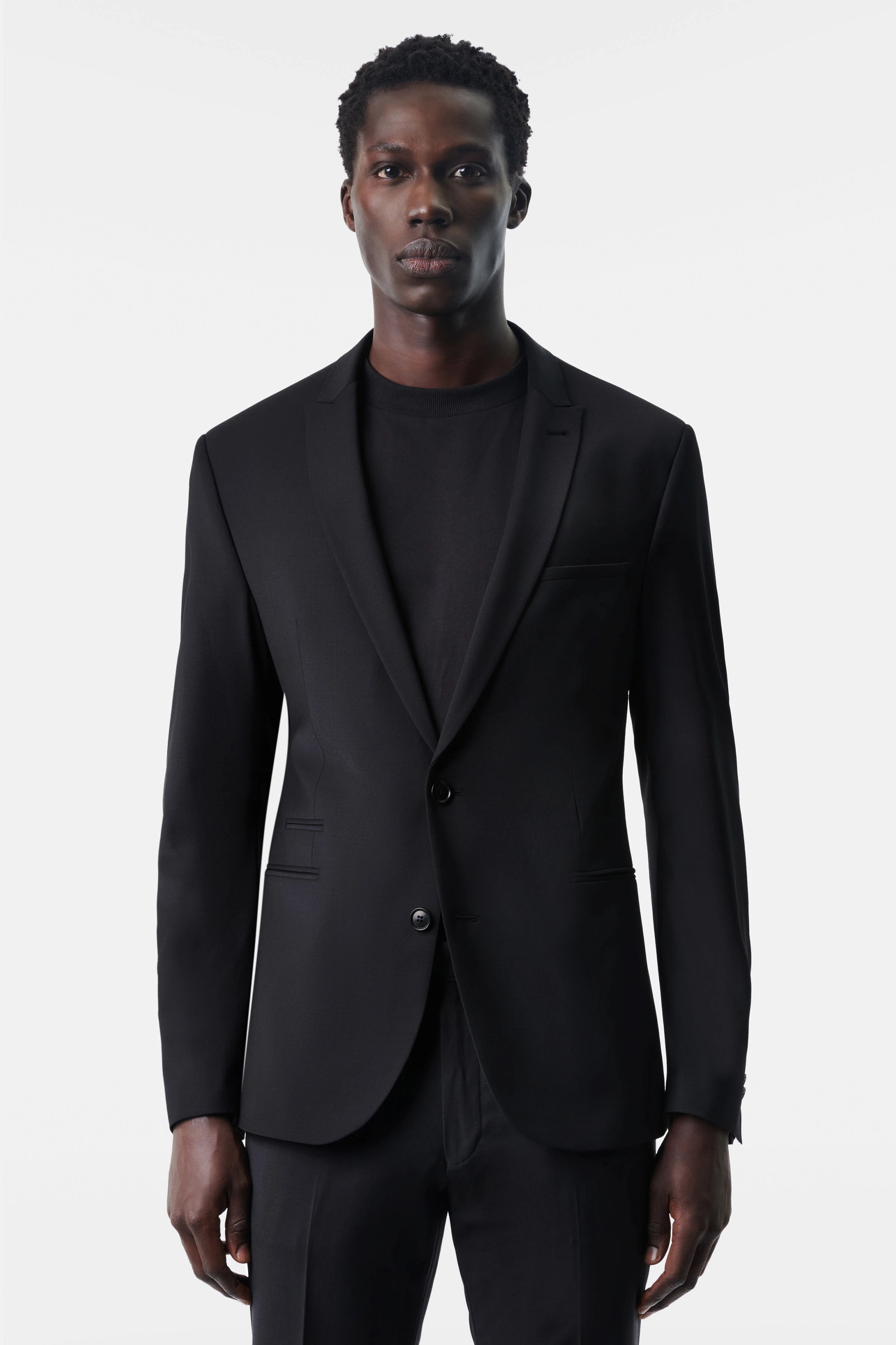 skinny fit jacket with rising lapel in bi-stretch
