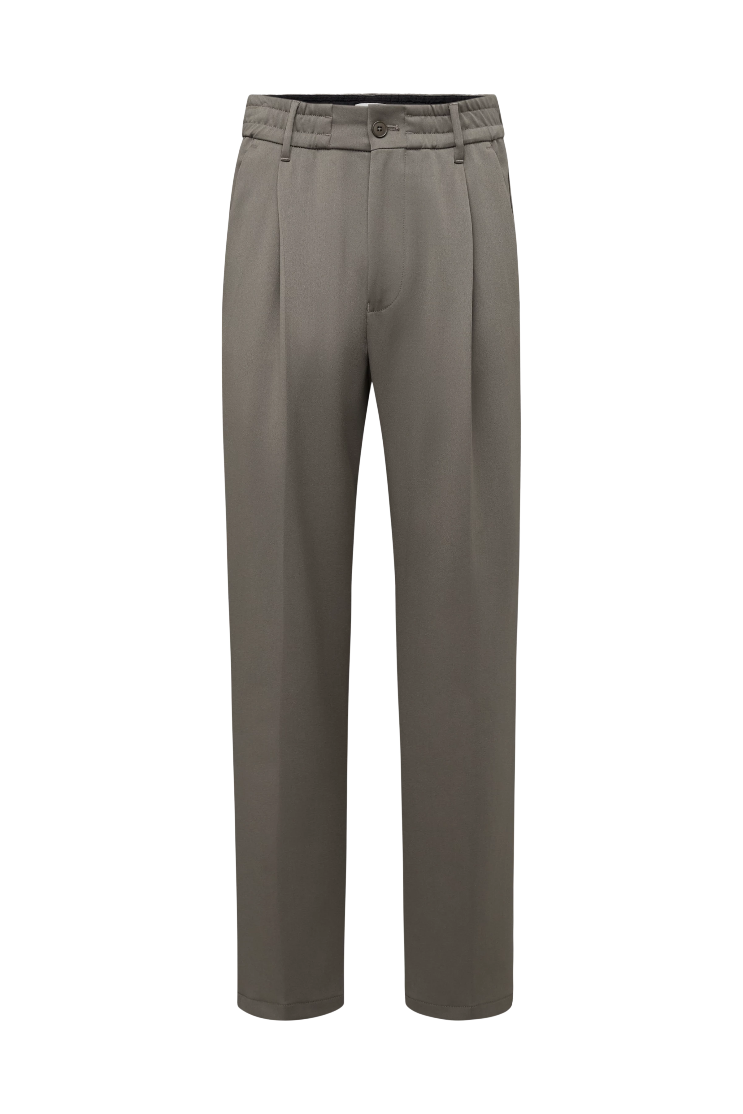 CHASY_RGLR - Casual trousers with pleats in heavy satin - men - green - Freisteller Frontansicht