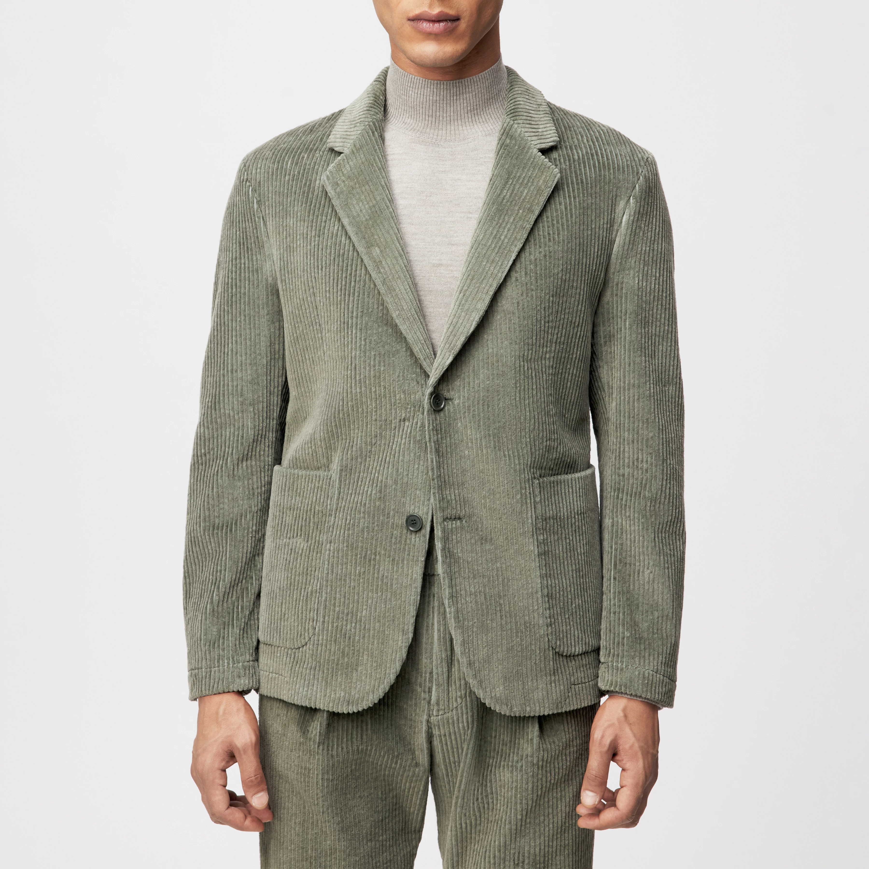 MARLS - Einreihiges Sakko in Baumwoll-Breitcord - Herren - grün - Frontansicht