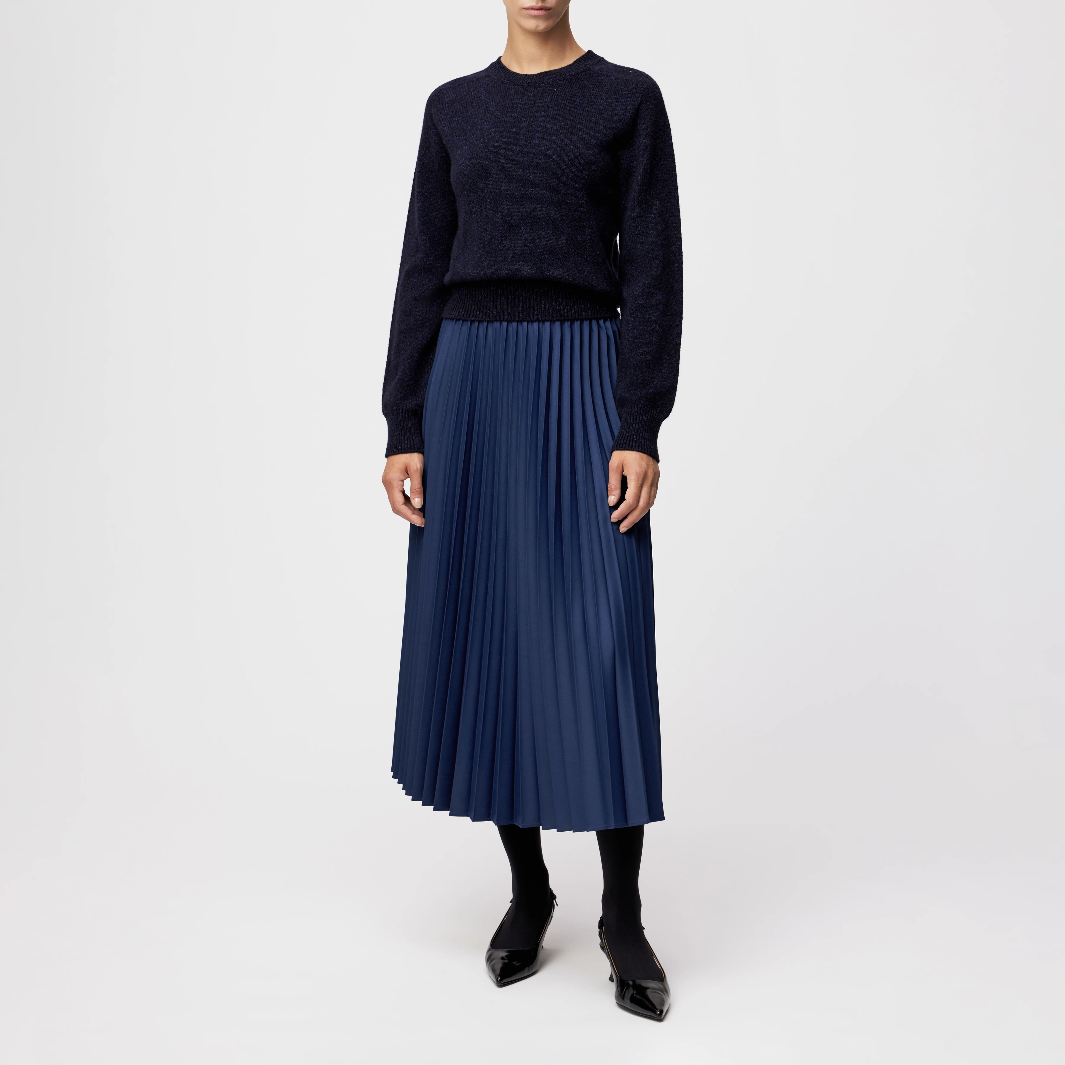 FIDA - Trui van wol-katoenmix - dames - blauw - Ganzkörper-Frontansicht