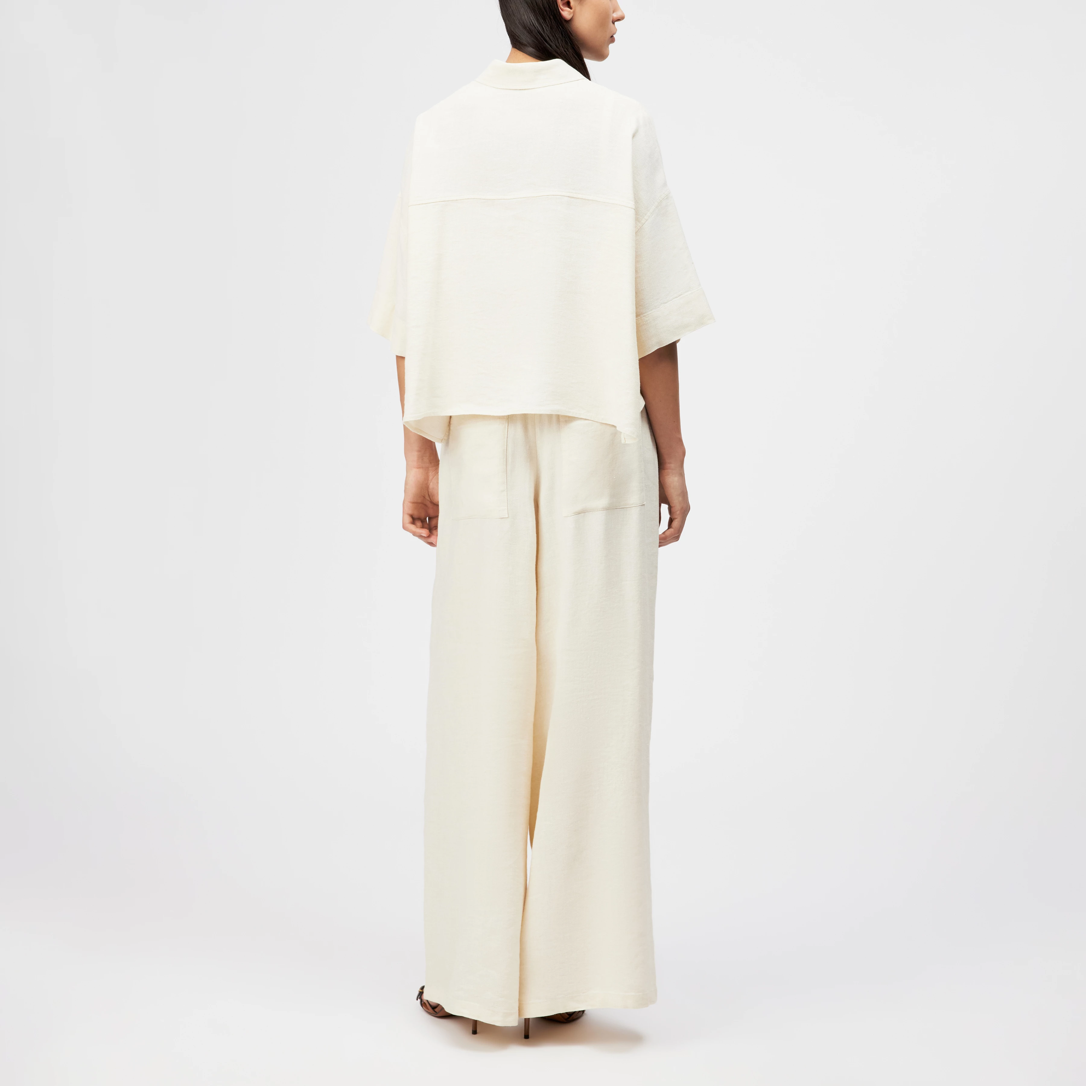 YARIKA - Boxy oversized linen-blend shirt blouse - women - off white - Rückansicht