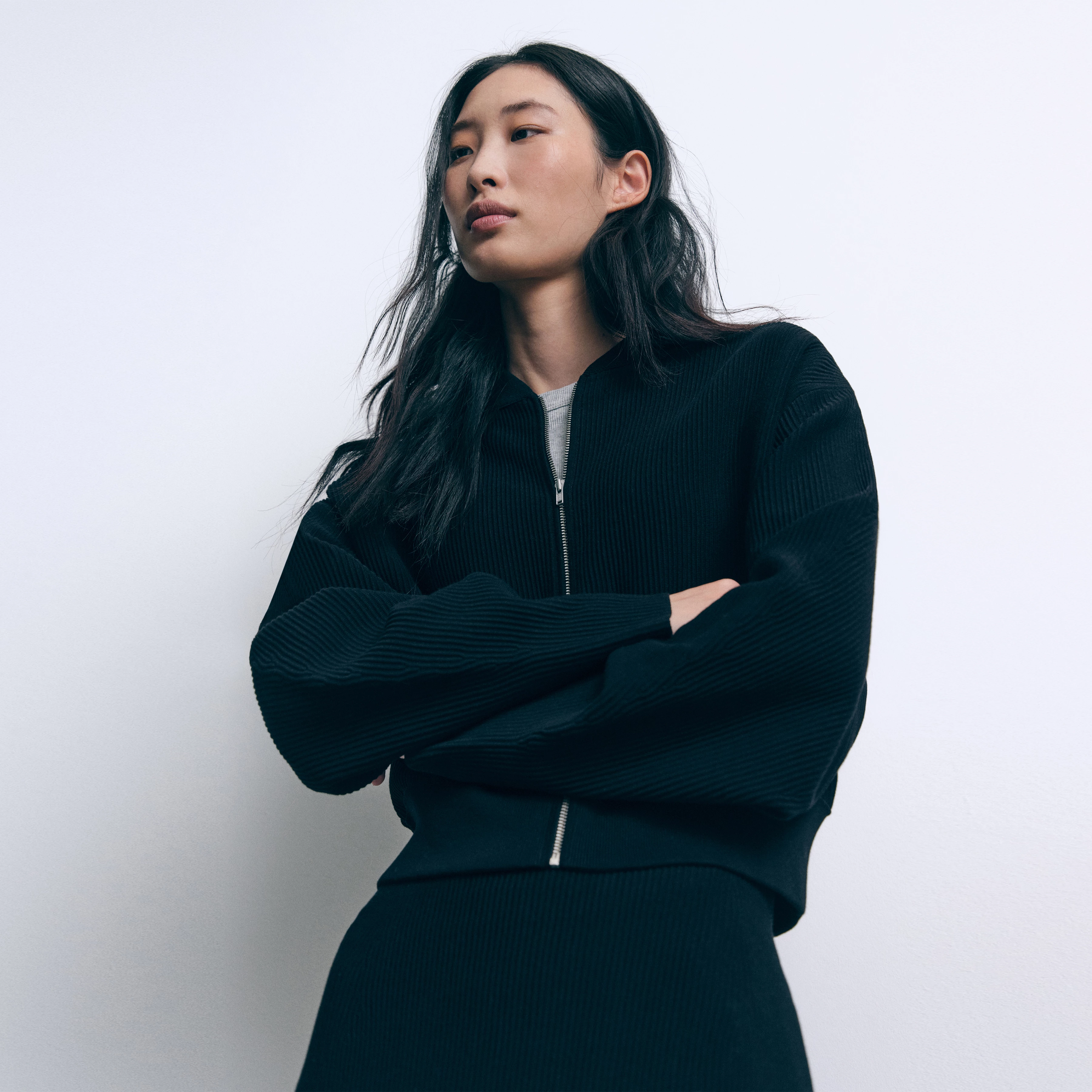 PHILOMENIA - Strick-Blouson in Baumwollstruktur - Damen - schwarz