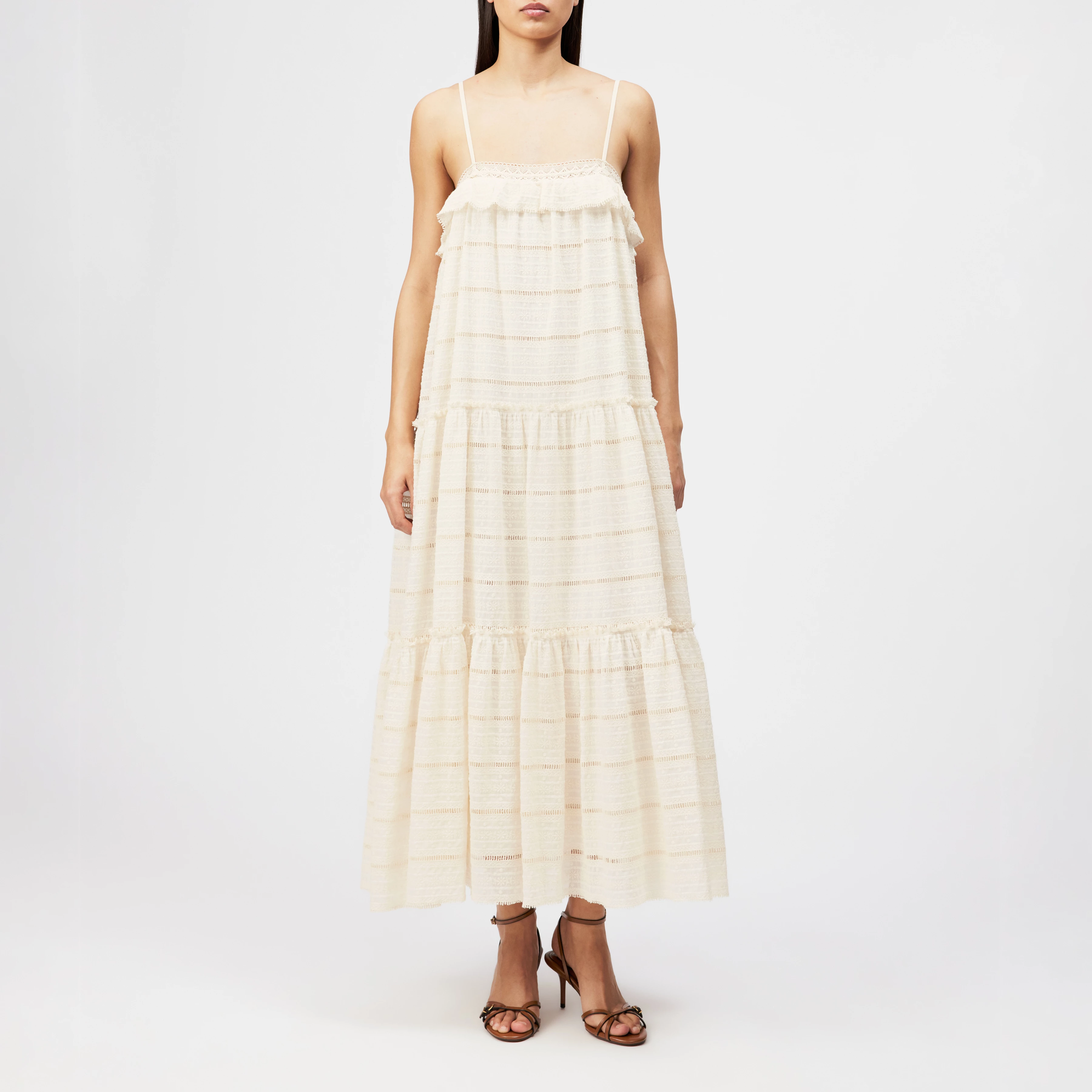 NIVELA - Cotton-silk maxi sundress - women - off white - Frontansicht