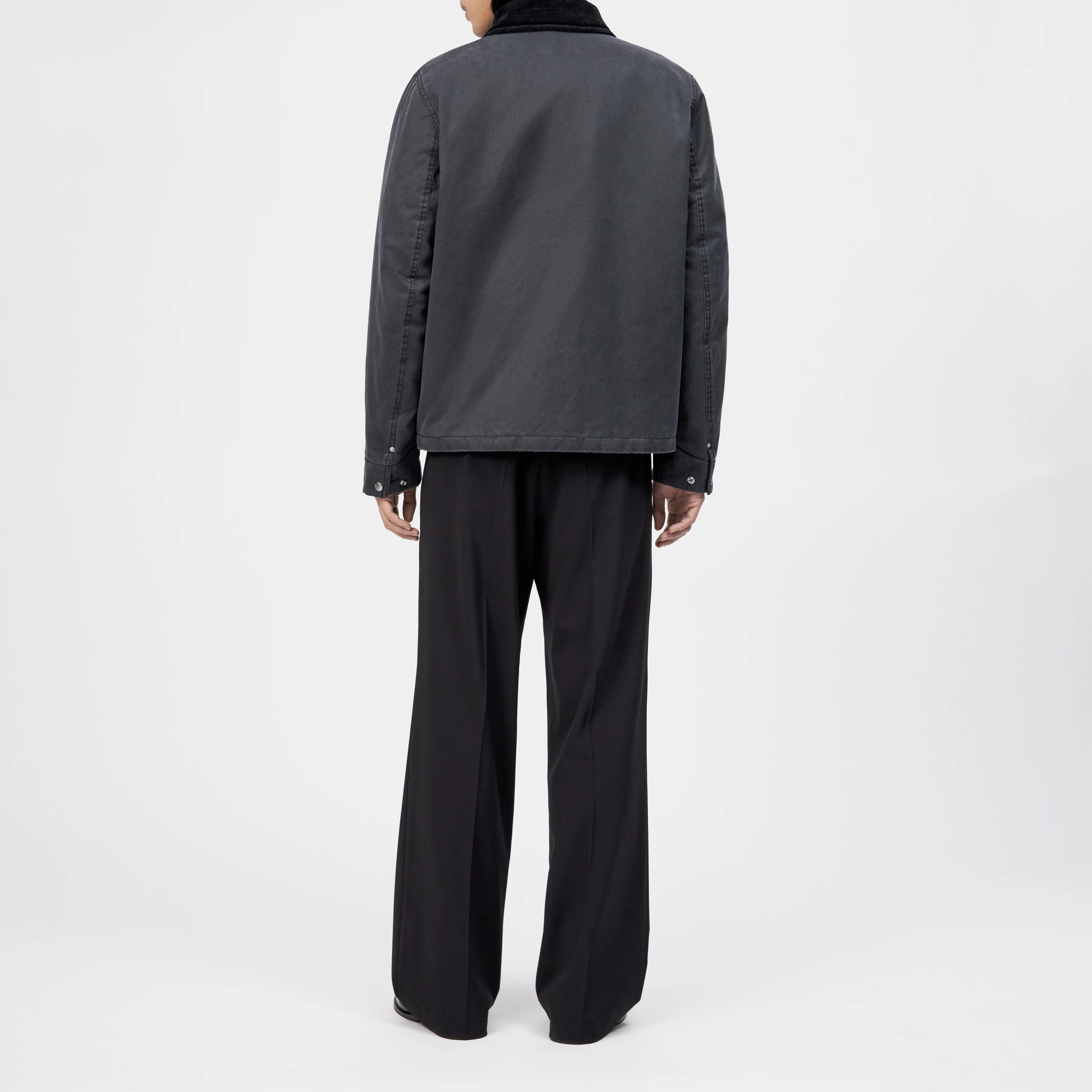 YAKAMO_W - Utility Jacke in gewachstem Baumwoll-Mix - Herren - schwarz - Rückansicht