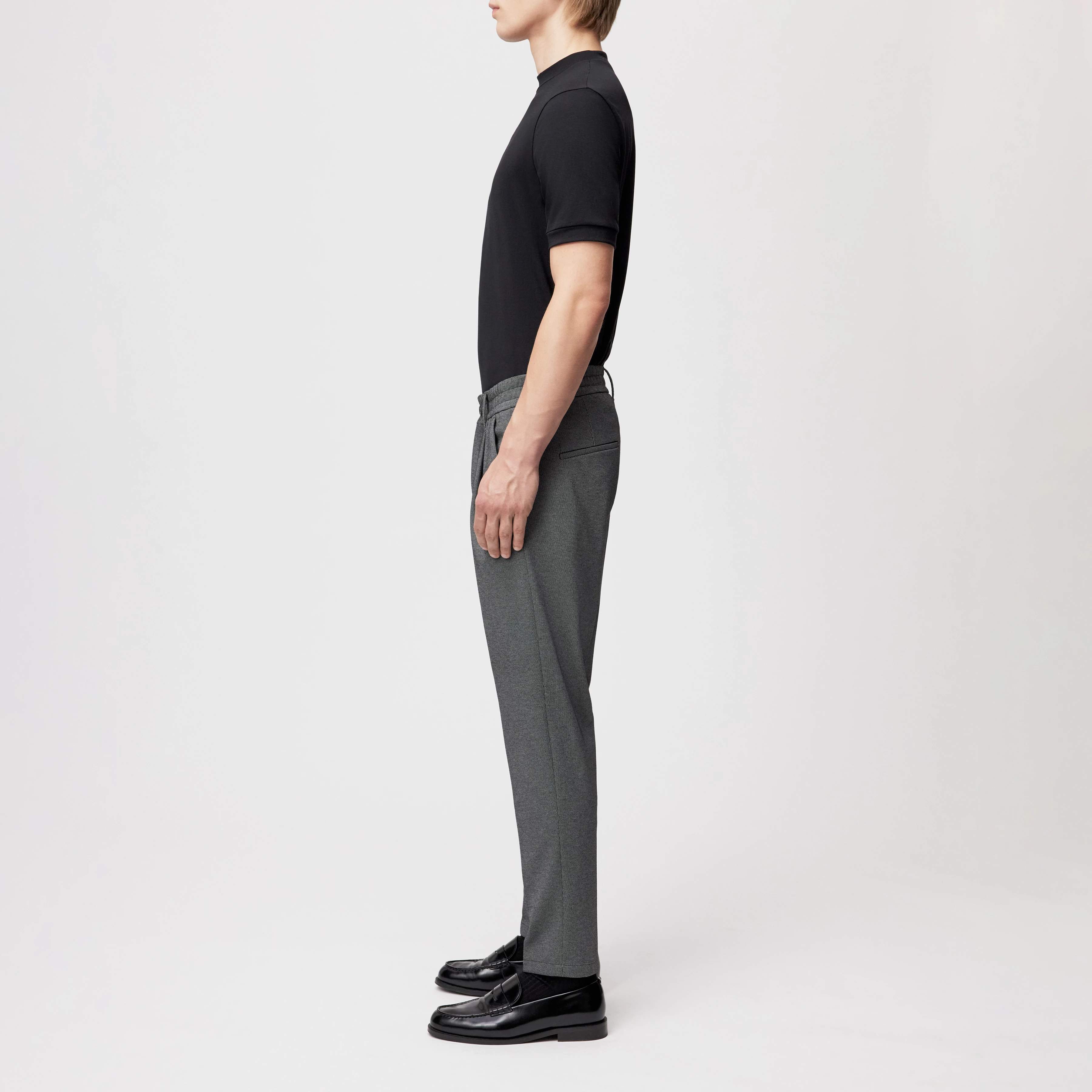 CHASY - Casual Hose mit Bundfalte in Jersey mit Dessin - Herren - schwarz - Seitenansicht