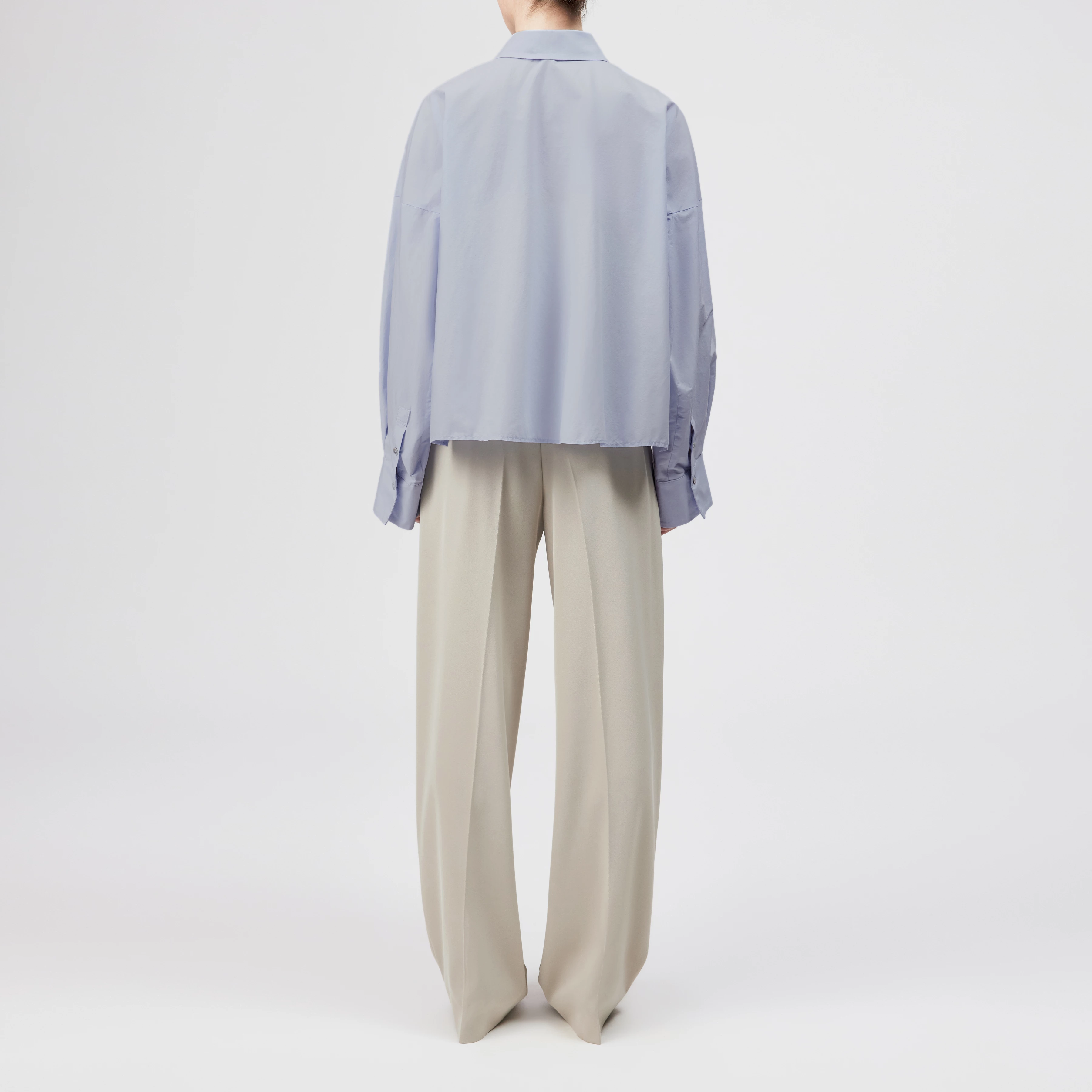 OSHIA - Oversized shirt blouse in poplin - women - blue - Rückansicht