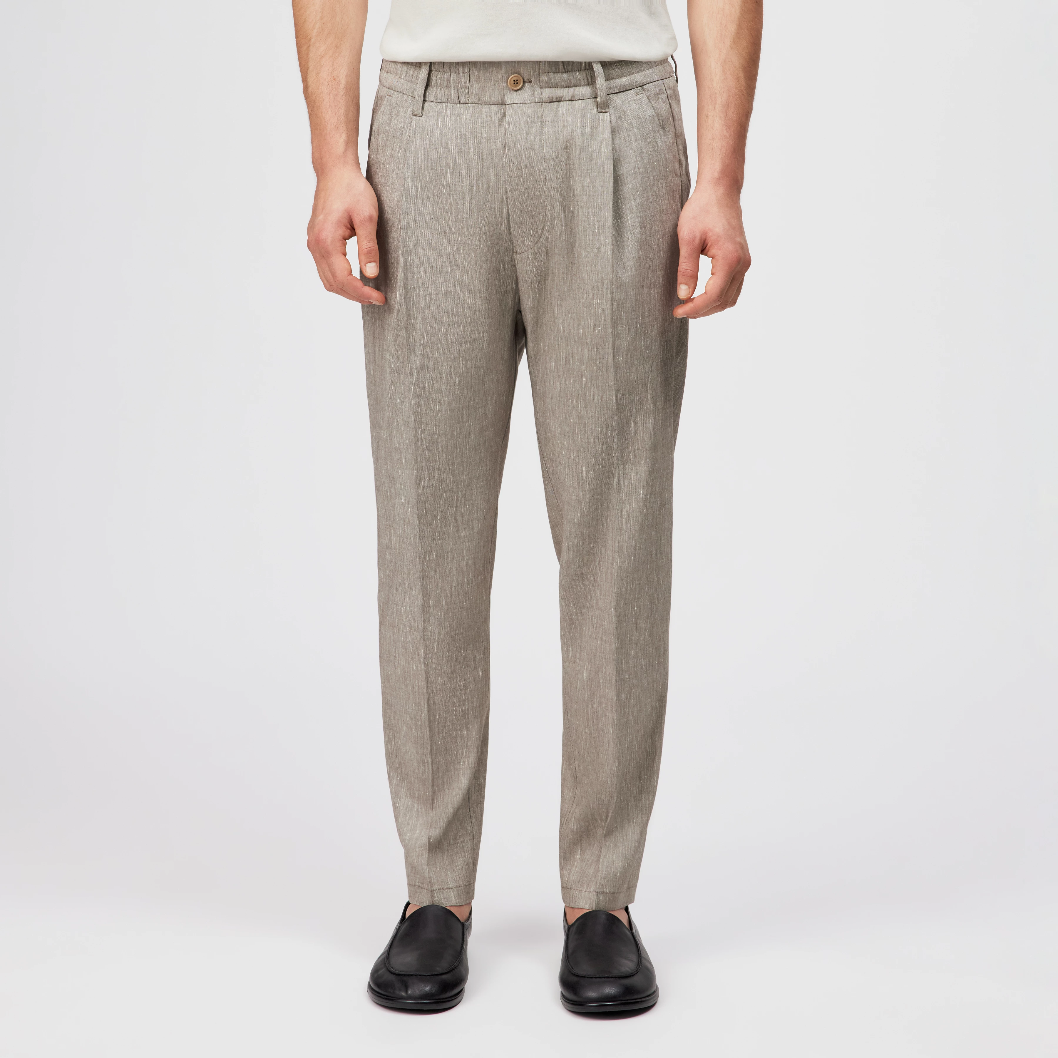 CHASY - Casual pleated trousers in linen mix - men - beige - Frontansicht