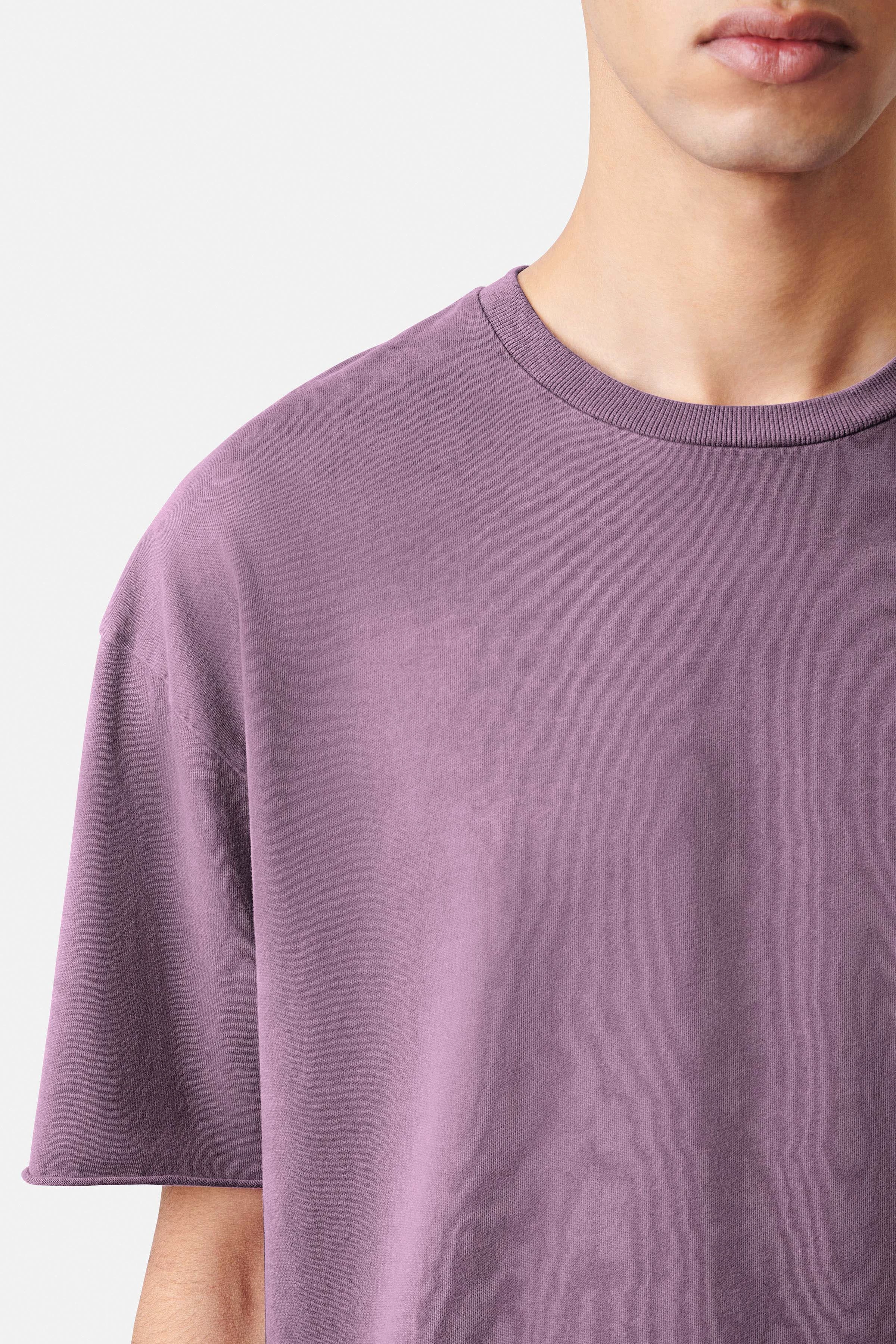 EROS - t-shirt with rolled edge in a washed look - men - purple - Seitenansicht