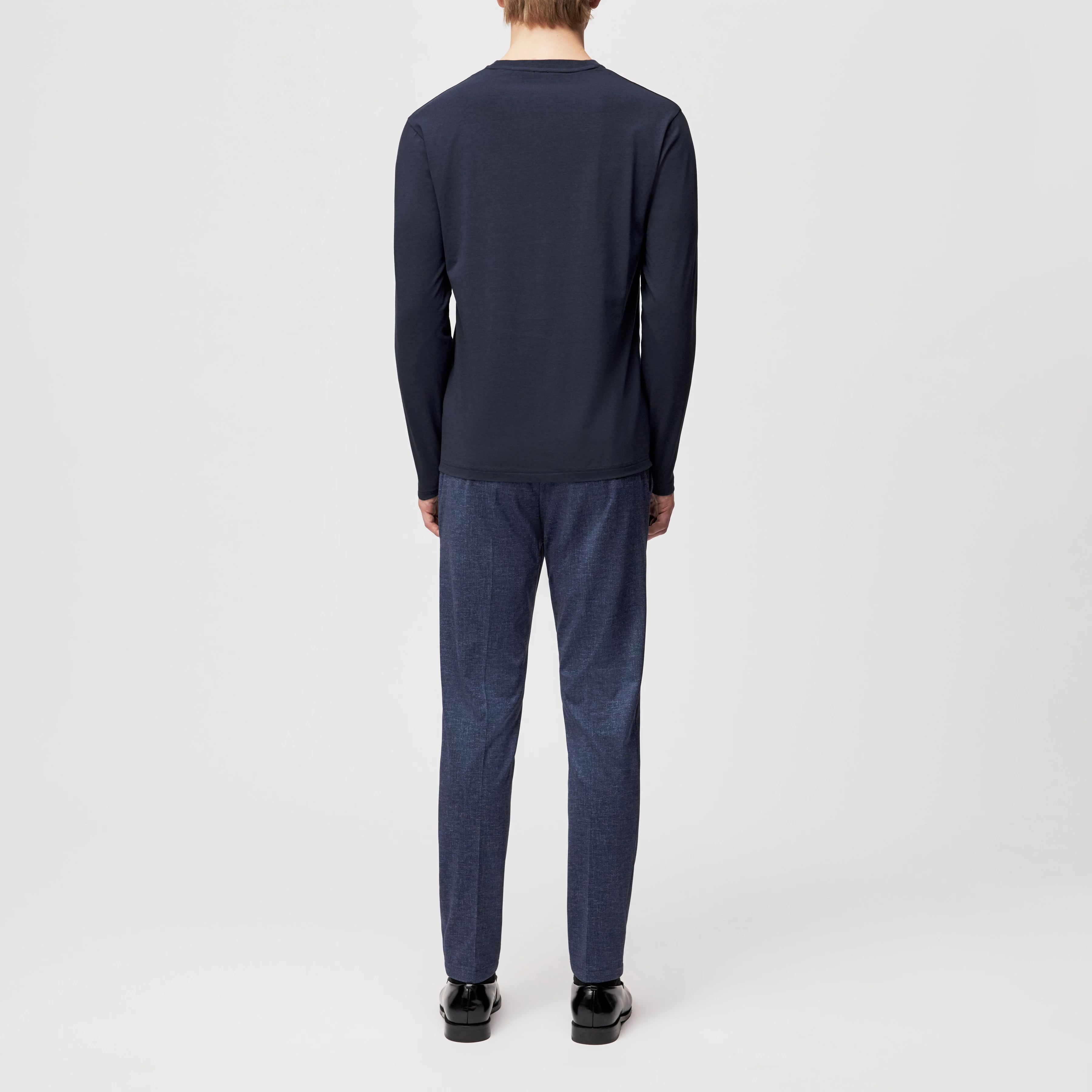 IDIRO - Long-sleeved top in cotton viscose blend - men - blue - Rückansicht