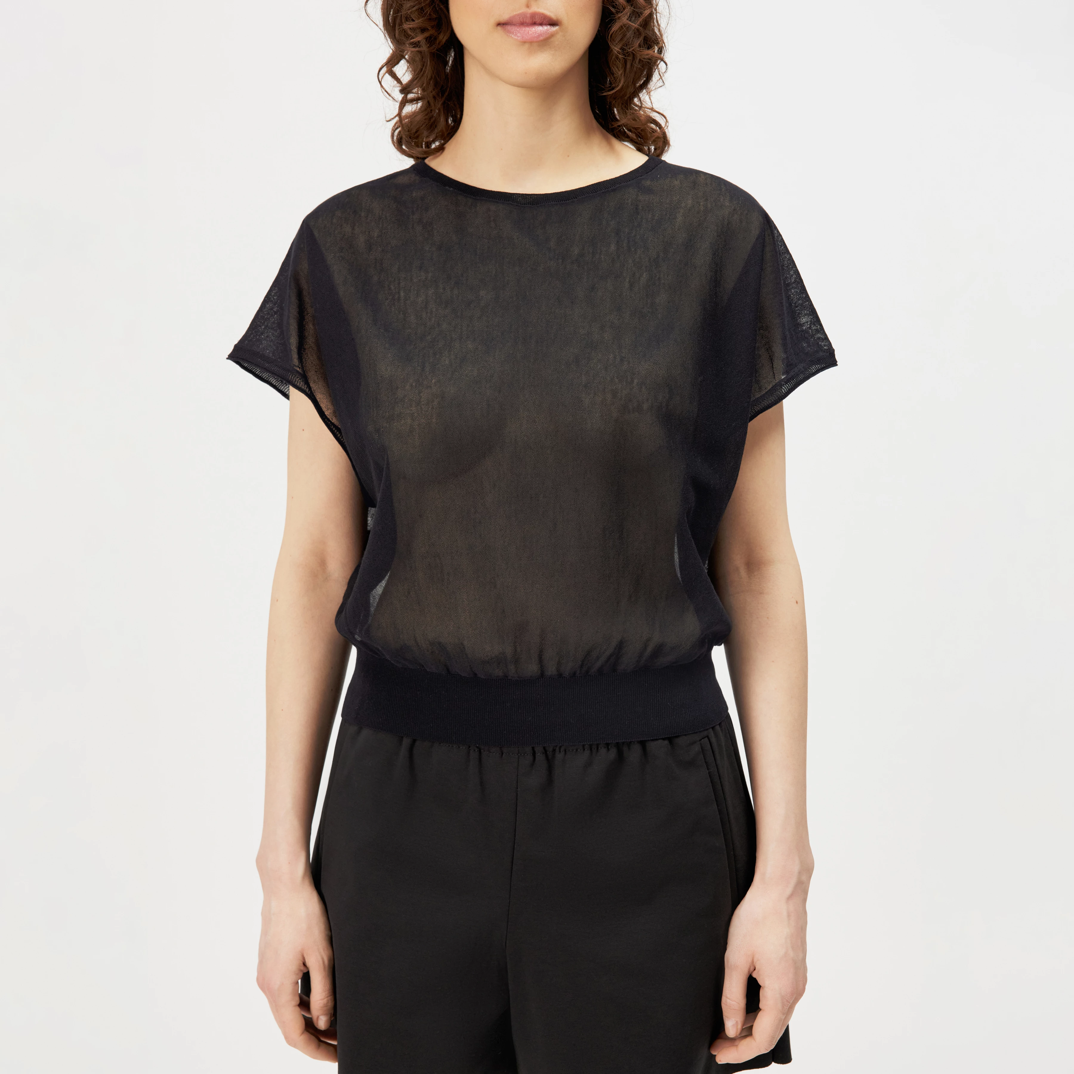 GERLOTTA - Oversized T-shirt with boat neckline - women - black - Frontansicht