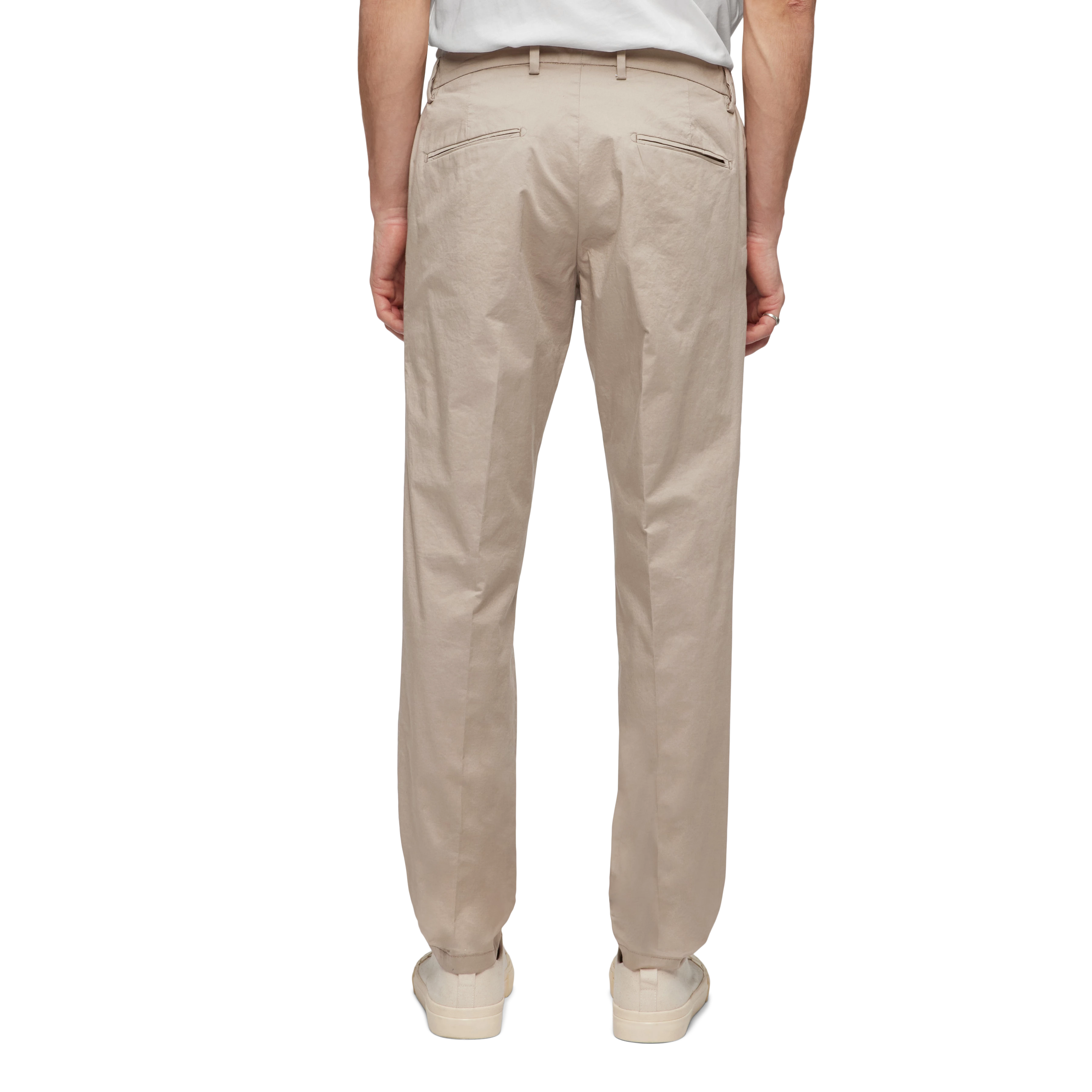 AJEND - Ready-made trousers in cotton gabardine - men - beige - Rückansicht