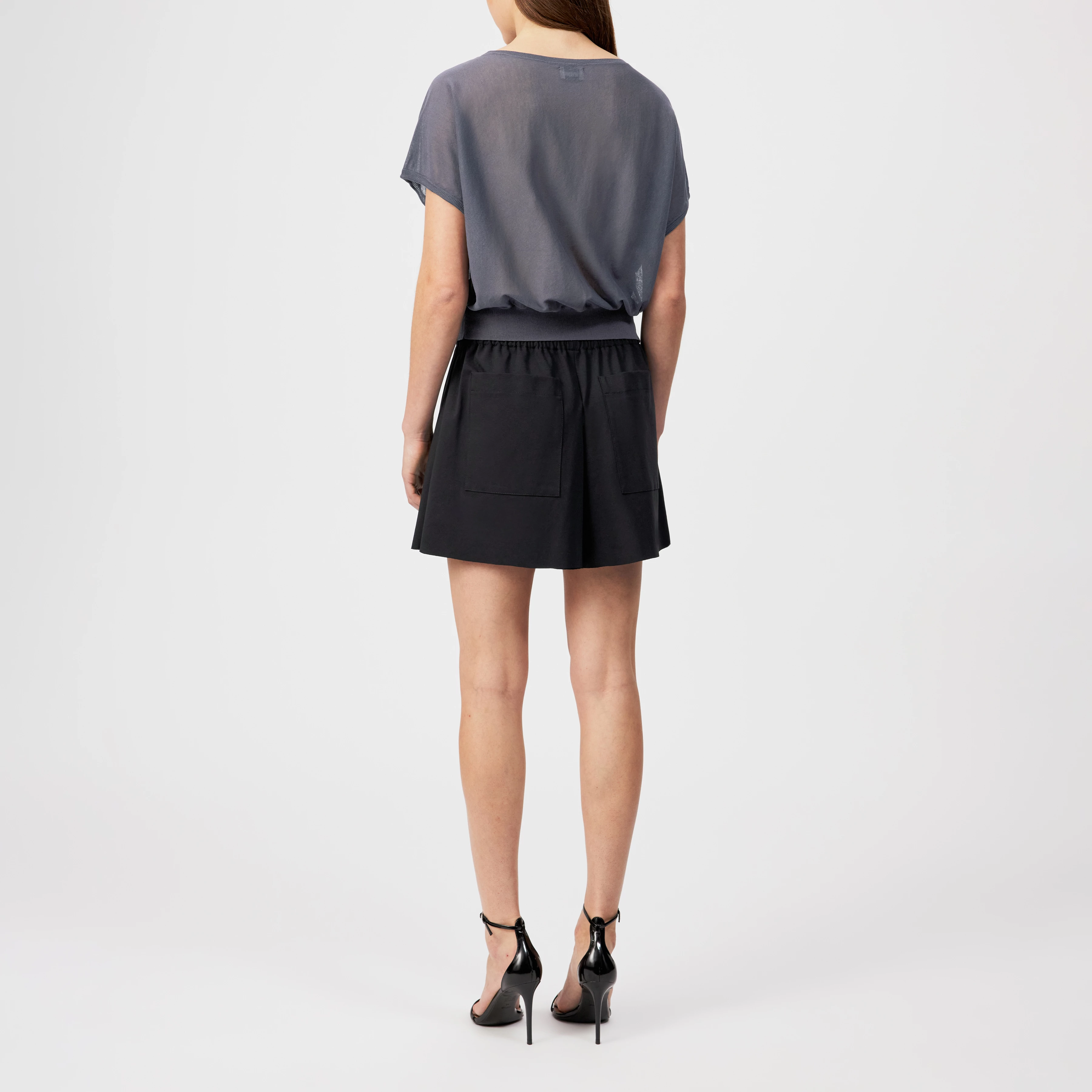 GERLOTTA - Oversized T-shirt with boat neckline - women - grey - Rückansicht