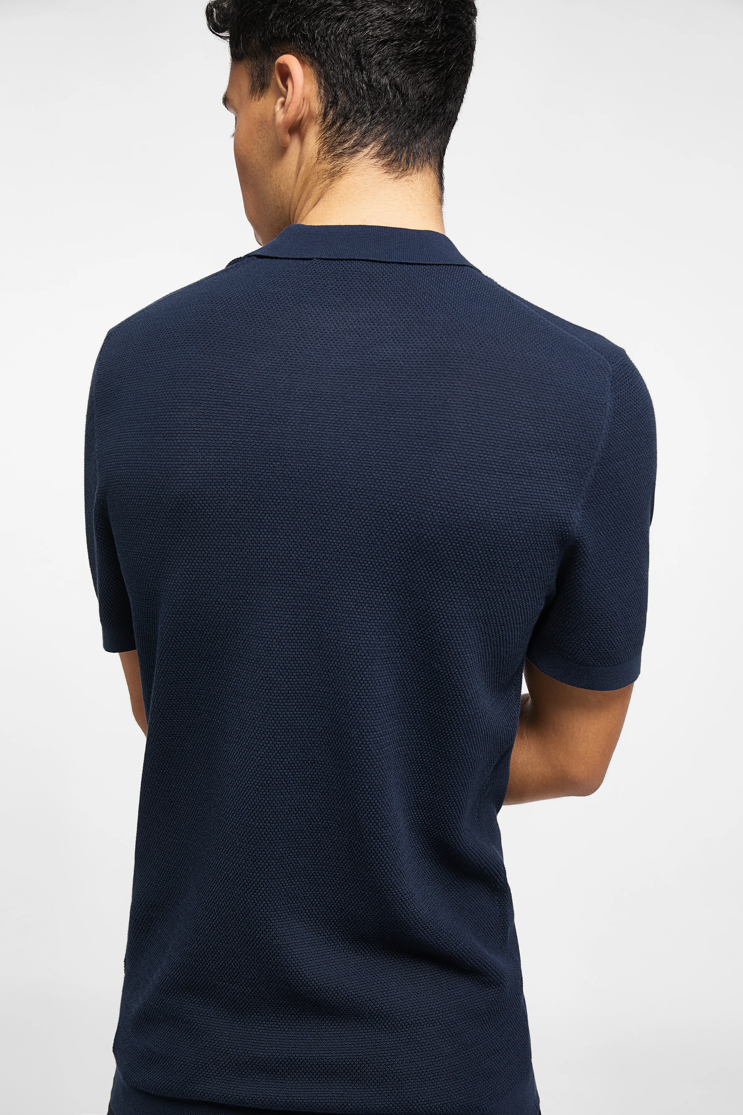 TRITON - Knitted polo shirt - men - blue - Rückansicht