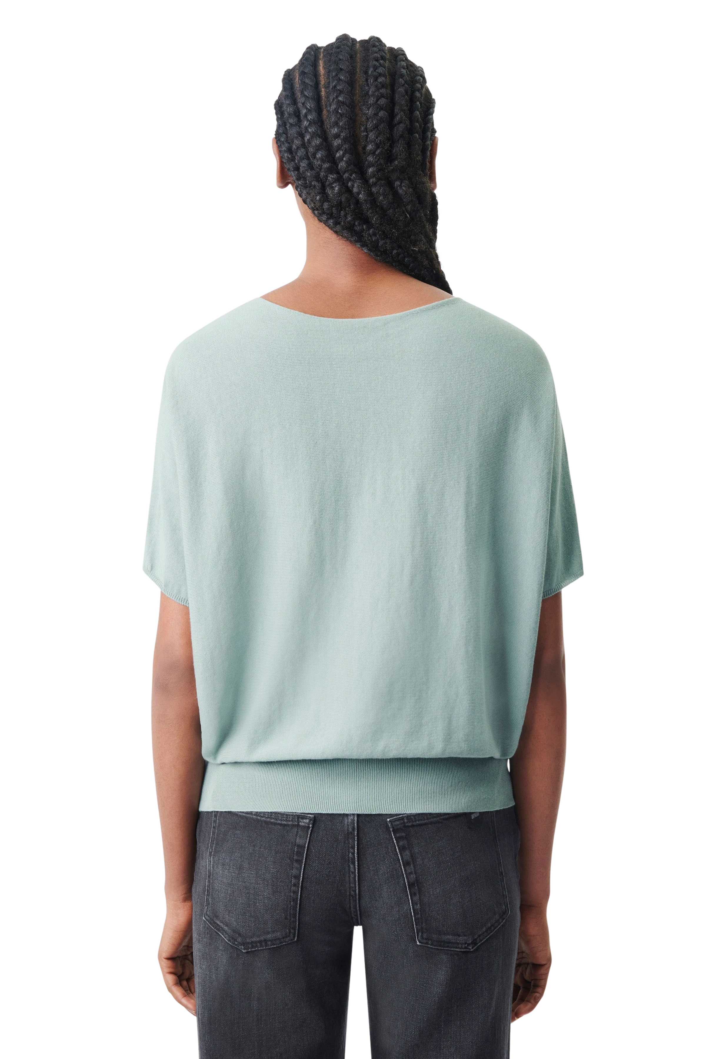 SOMELI - Strick-T-Shirt in Baumwoll-Crêpe - Damen - grün - Rückansicht