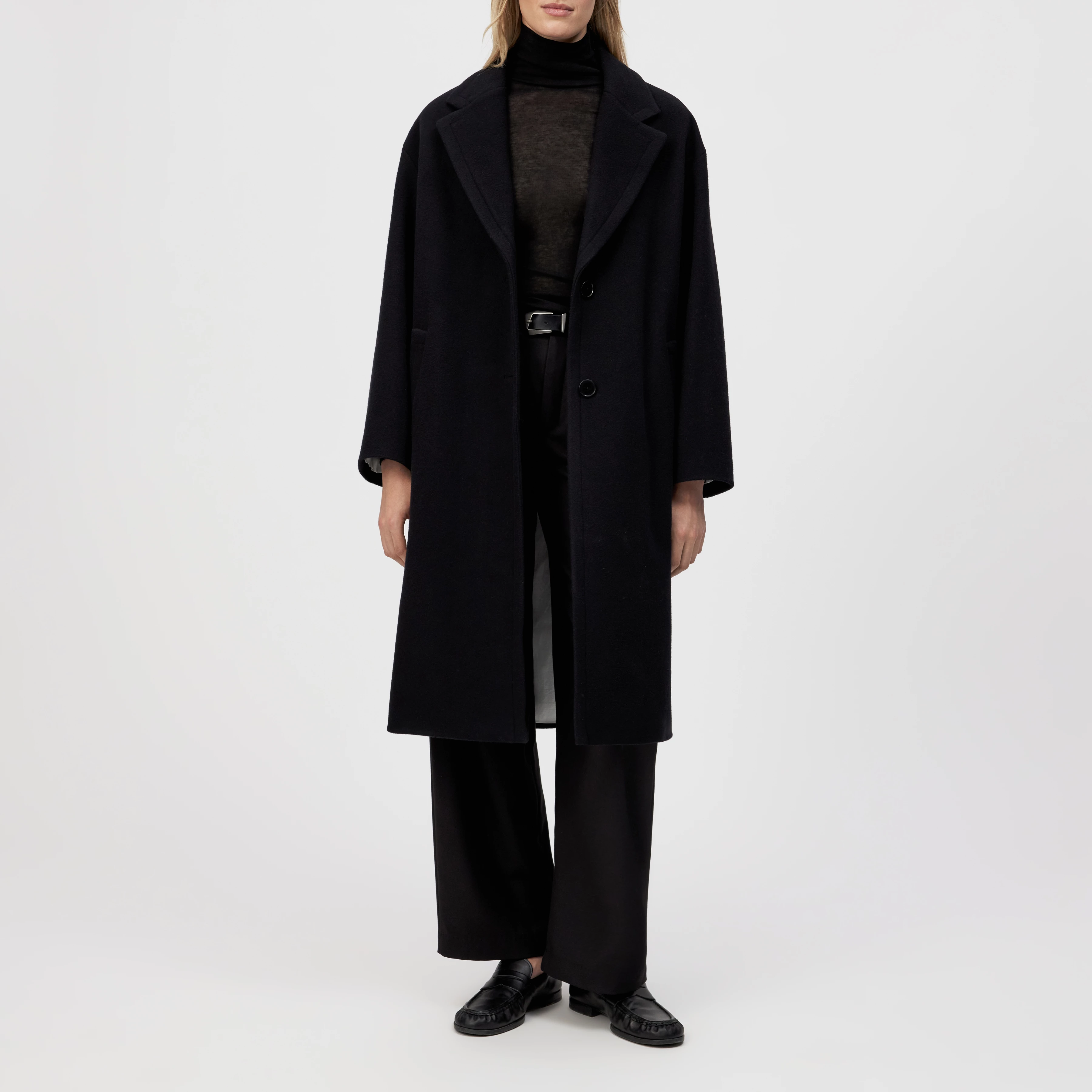 NUTHALL - Casual wrap coat in flannel - women - Natural Aluminium - Frontansicht