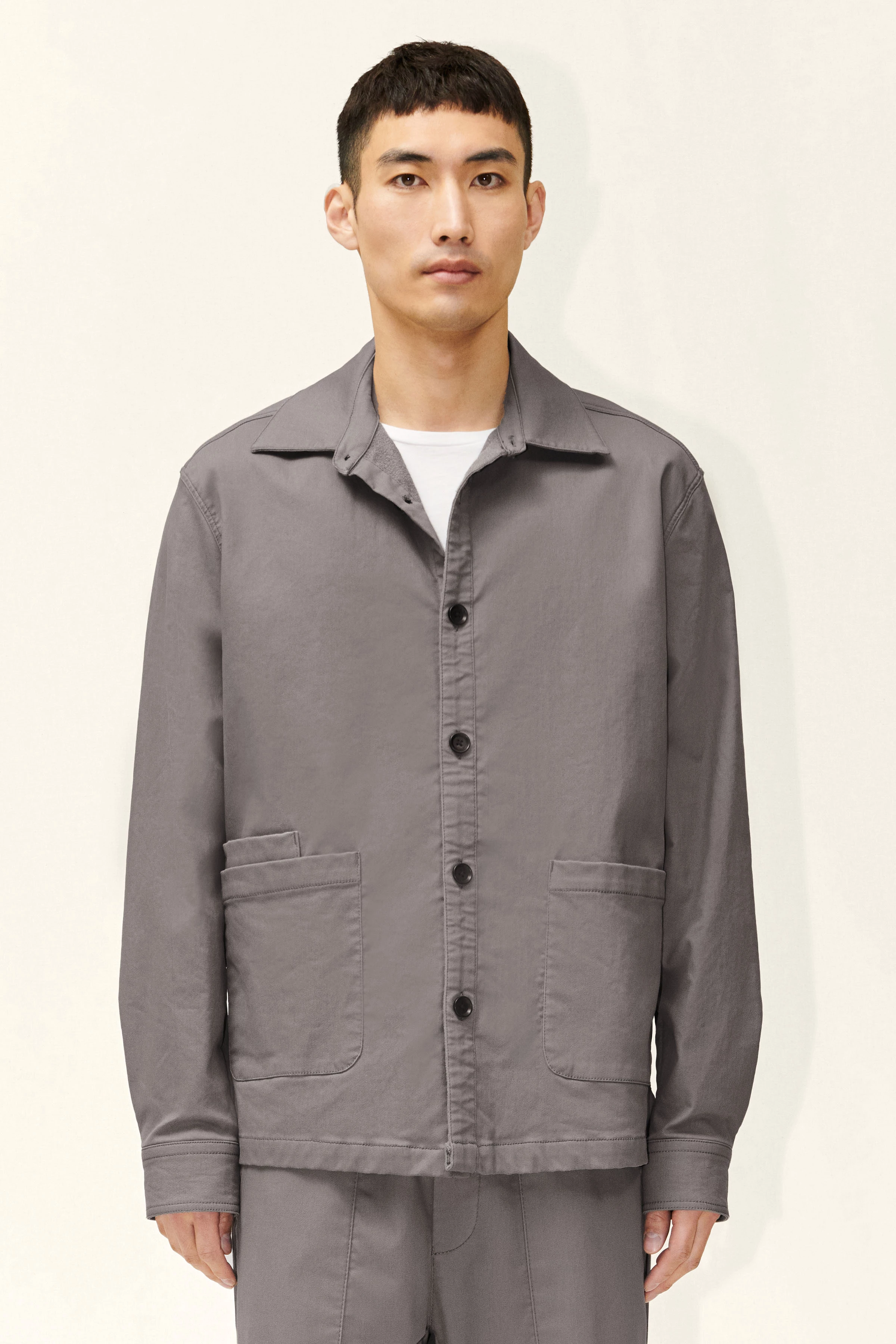 STOGE - Casual shirt in leather look - men - grey - Frontansicht