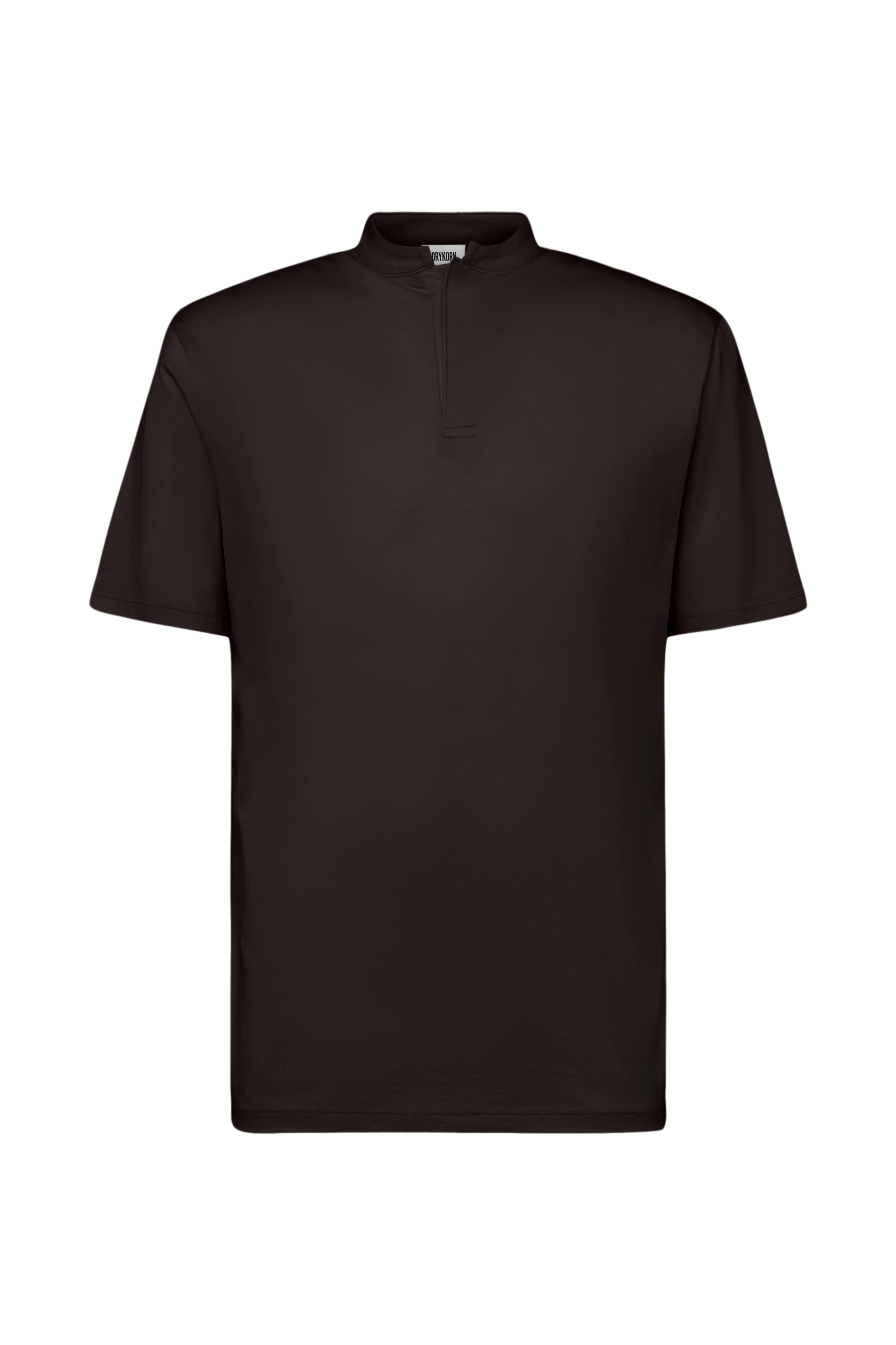 LOUIS - T-shirt with button placket in blended cotton modal - men - brown - Freisteller Frontansicht