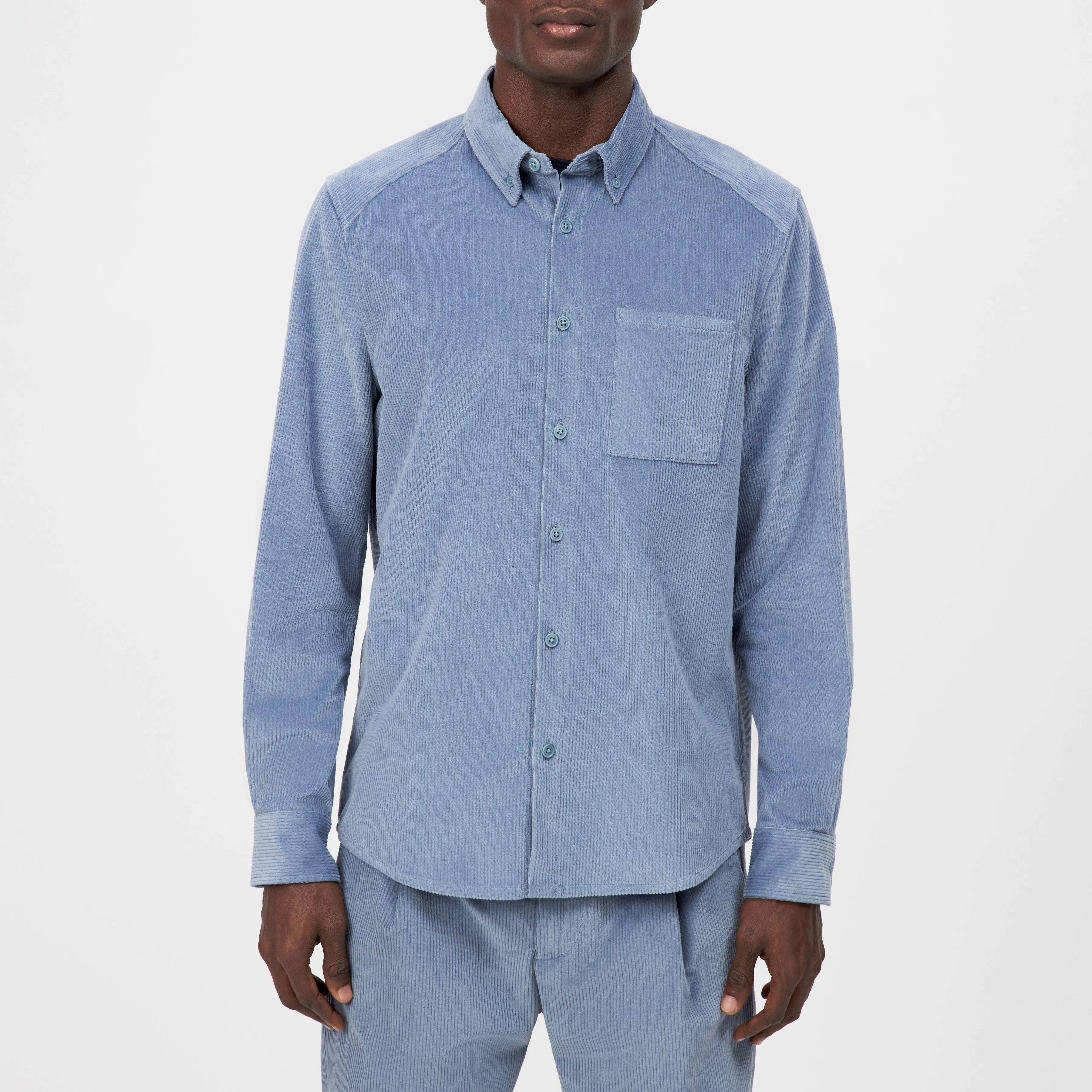 LIET_3 - Button-down shirt in cotton corduroy - men - blue - Frontansicht
