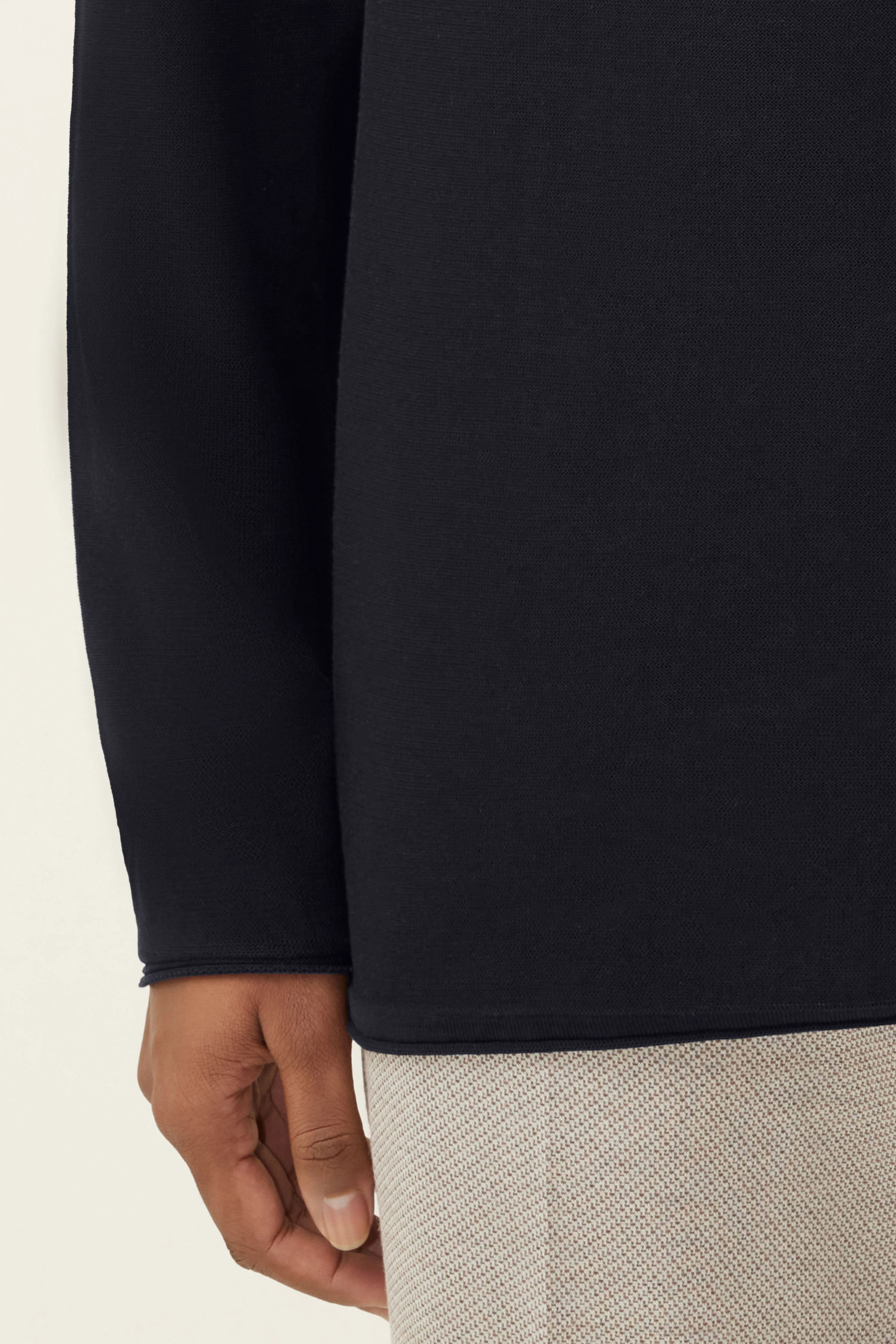 RIK - Pulls à bords roulés en pur coton - men - bleu - Seitenansicht