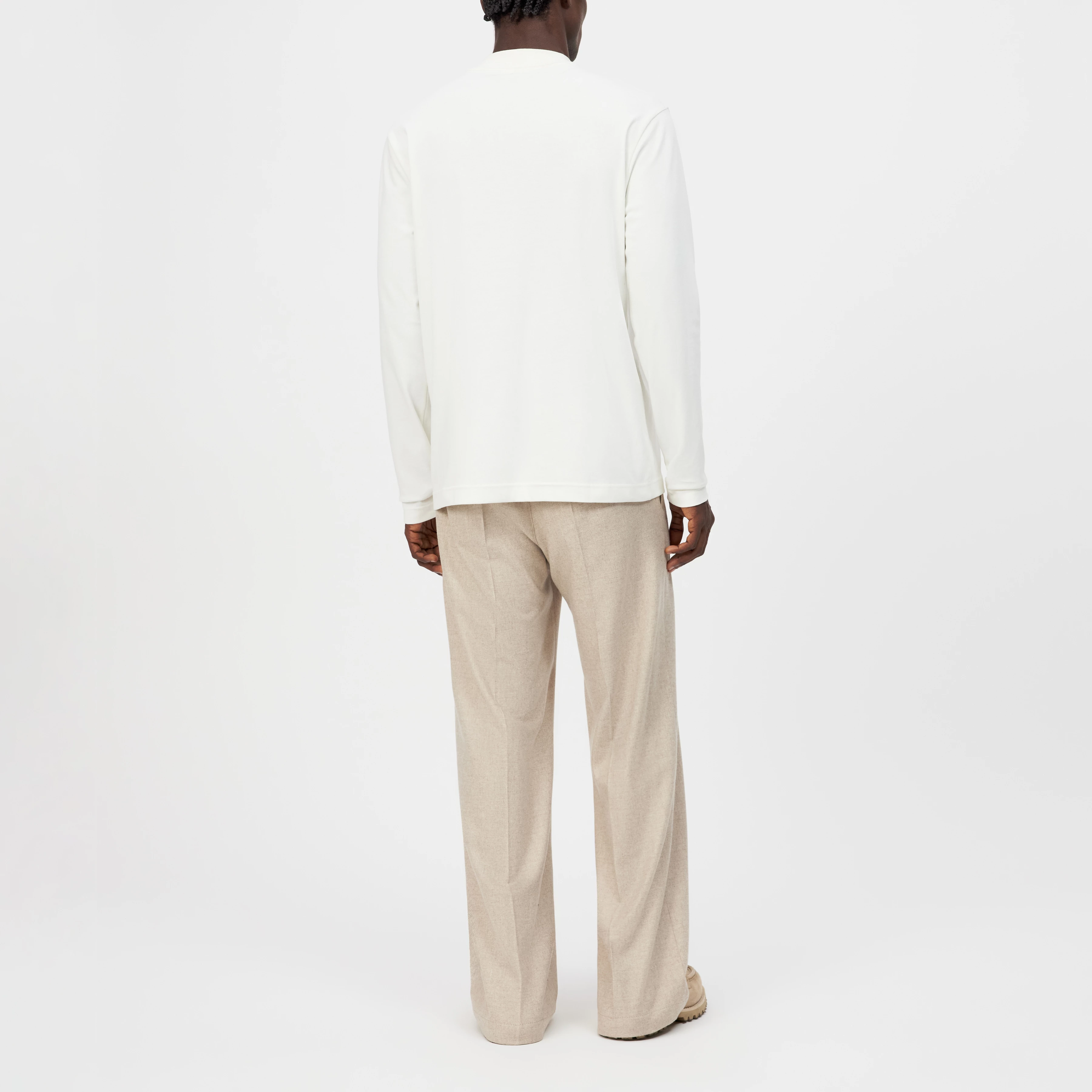 MORITZO - Longsleeve mit Stehkragen in elastischer Baumwolle - Herren - off white - Rückansicht