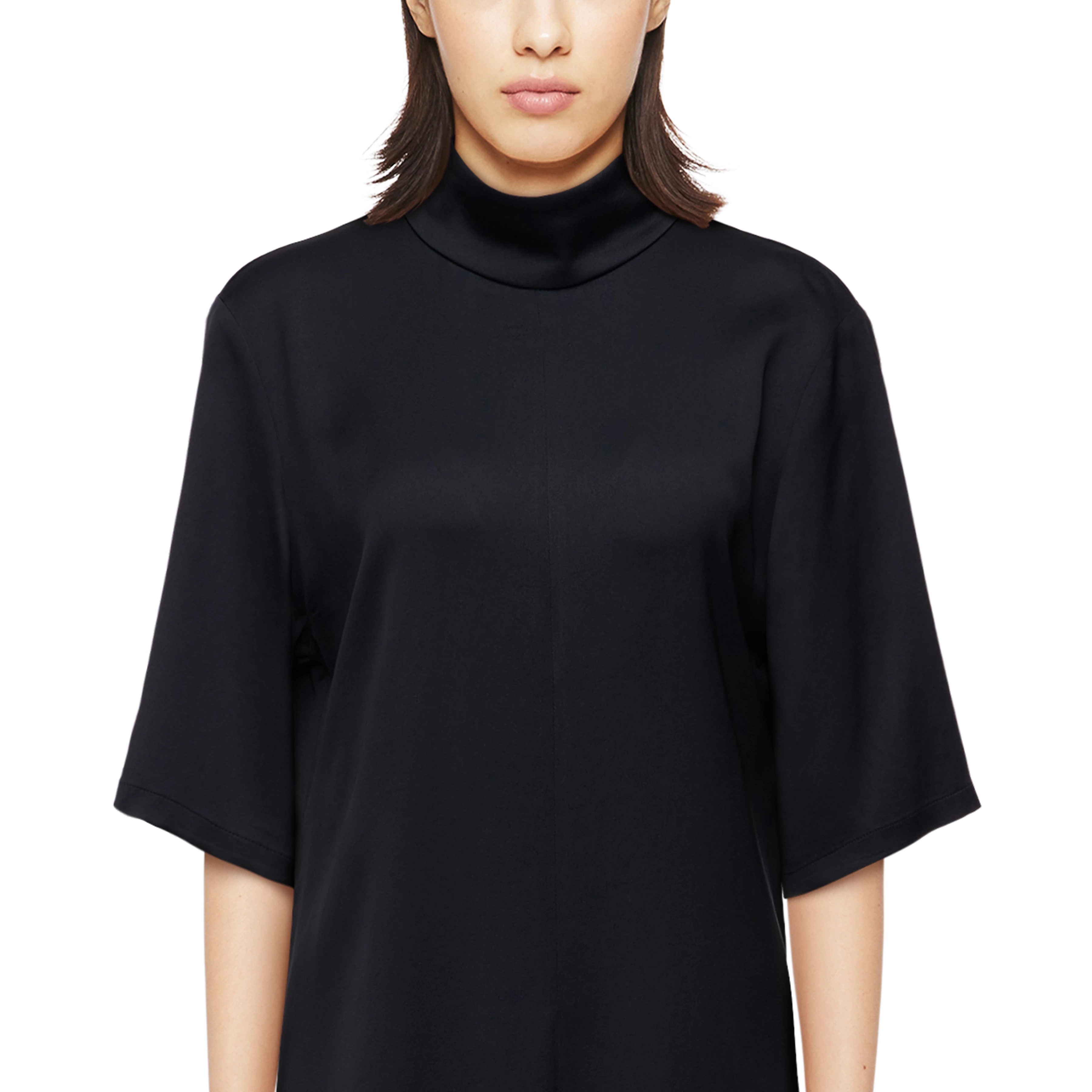 SEIRAH - Kleid in Satin - Damen - schwarz - Detailansicht am Model