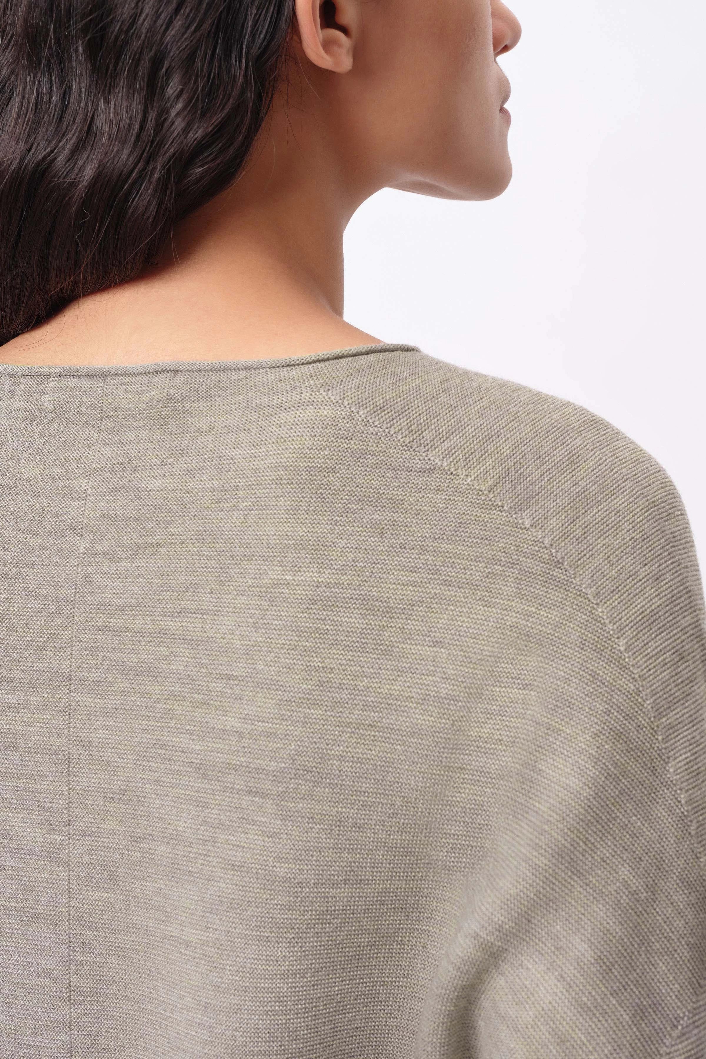 MEAMI - Cropped egg-shape jumper in merino wool - women - brown - Seitenansicht