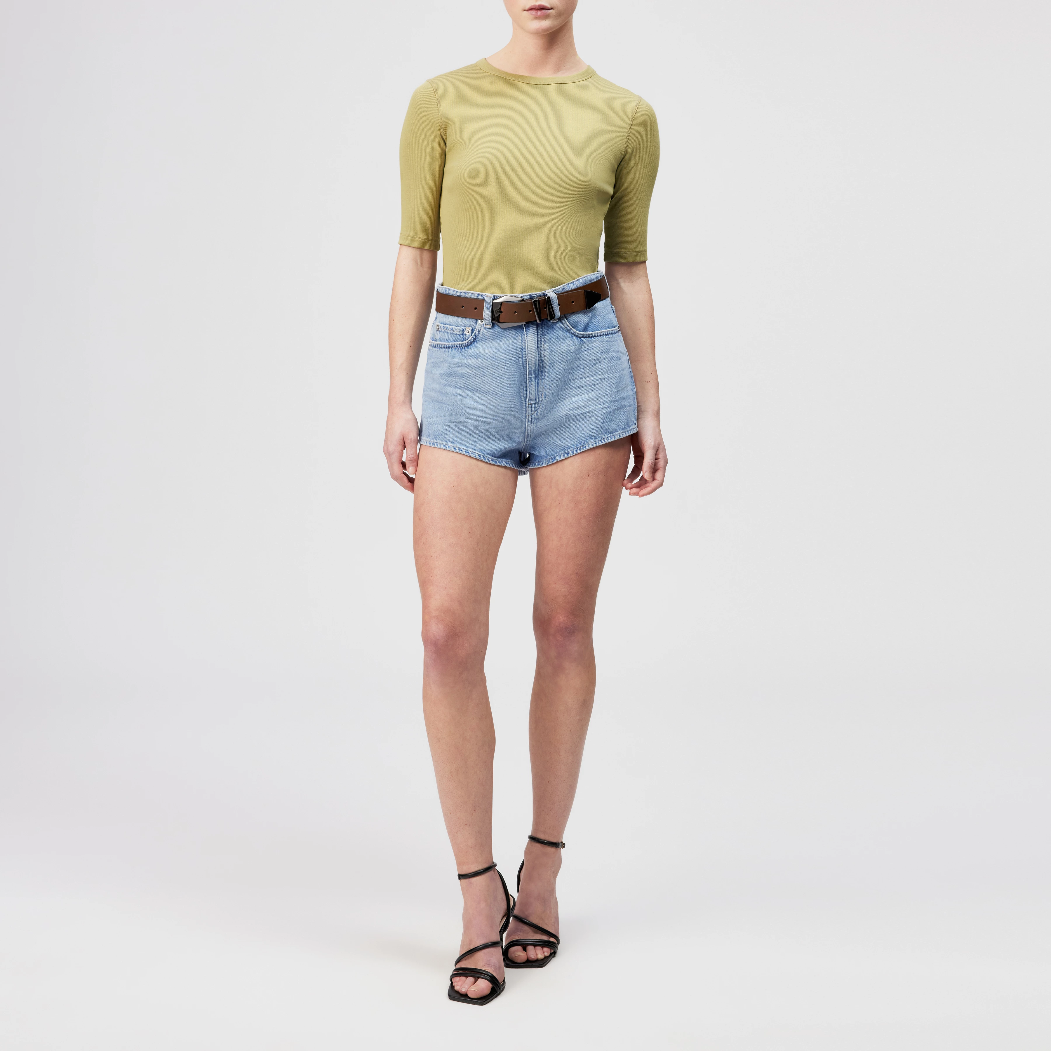 SELAY - Haut étroit en coton côtelé - women - marron - Ganzkörper-Frontansicht