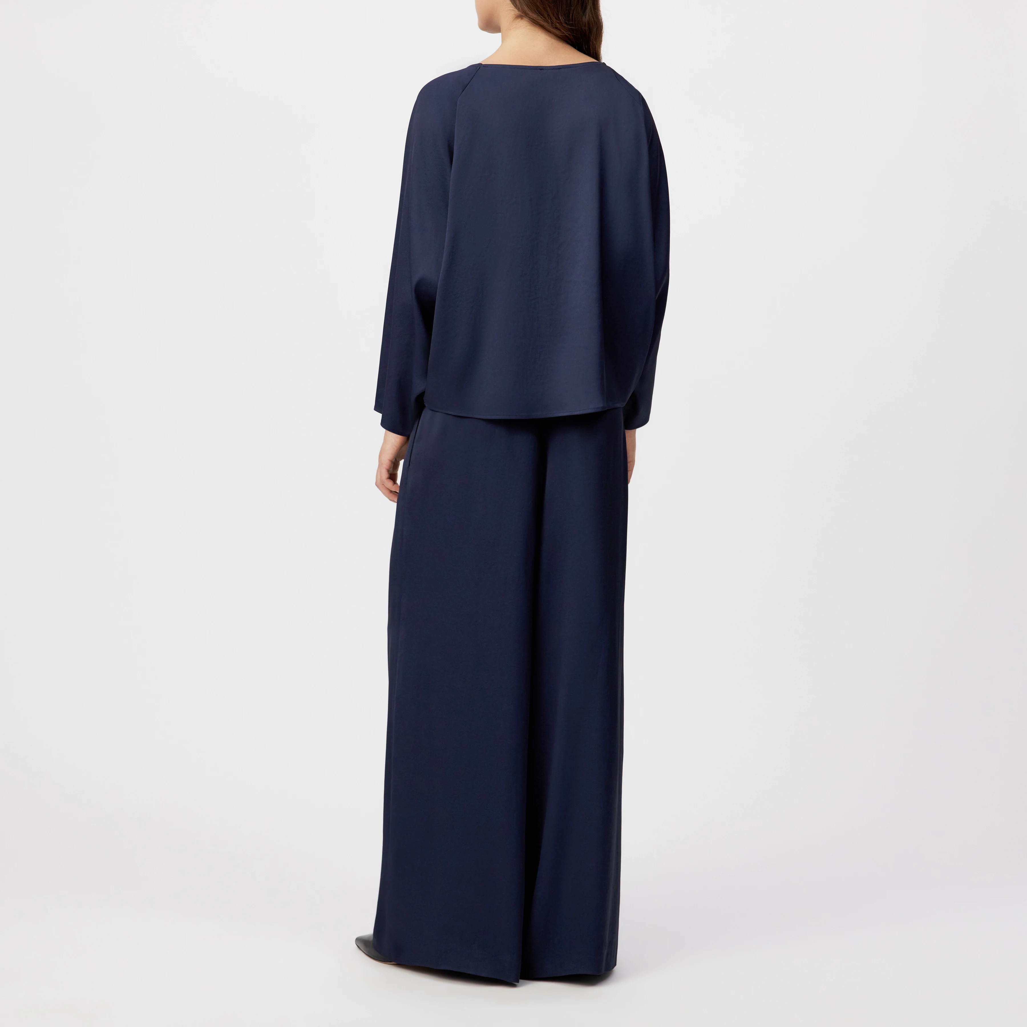 NIALINI - T-shirt blouse in satin - women - blue - Rückansicht