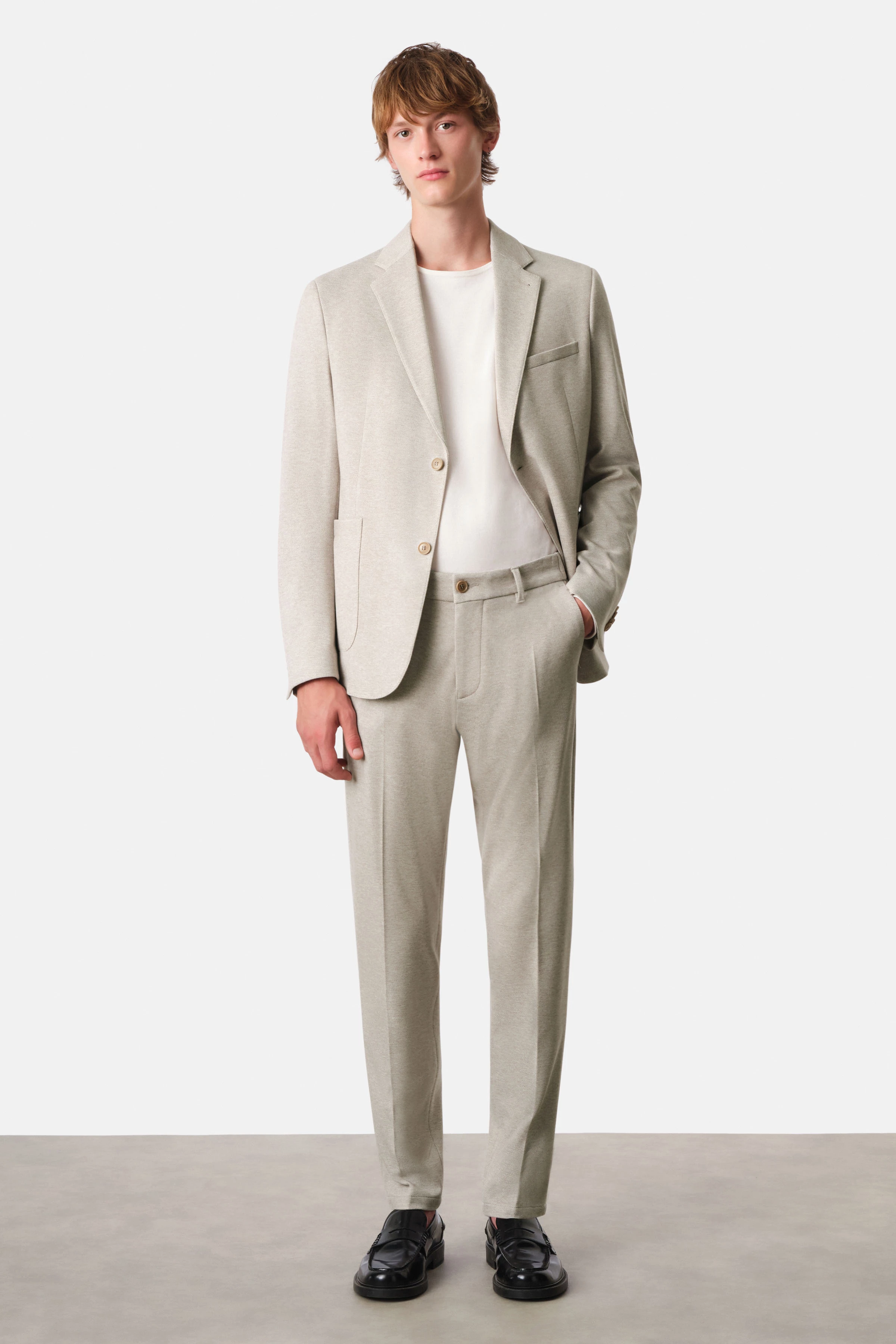 AJEND - Kant-en-klare pantalon in jersey - heren - beige - Ganzkörper-Frontansicht