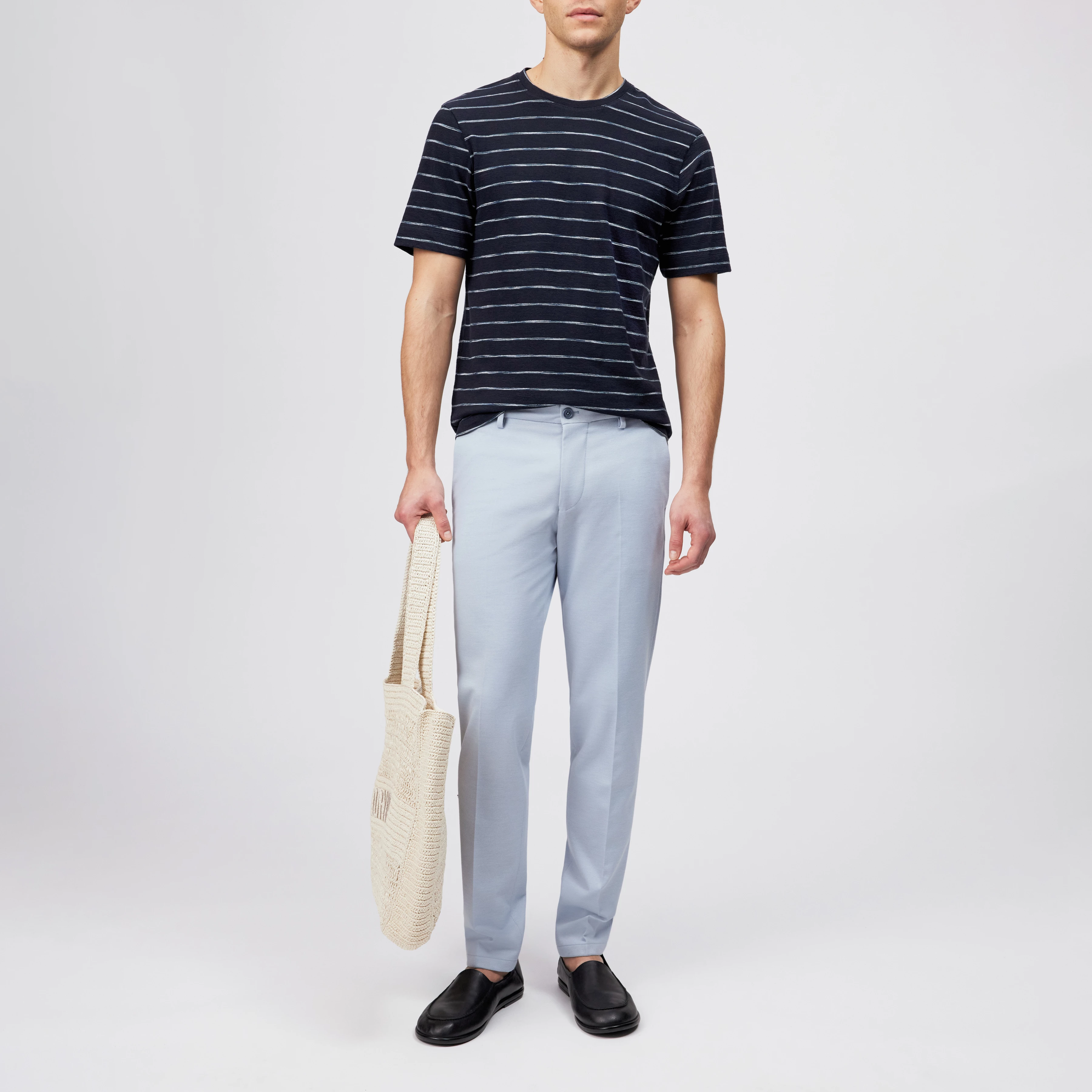AJEND - Tailored trousers in soft jersey - men - blue - Ganzkörper-Frontansicht