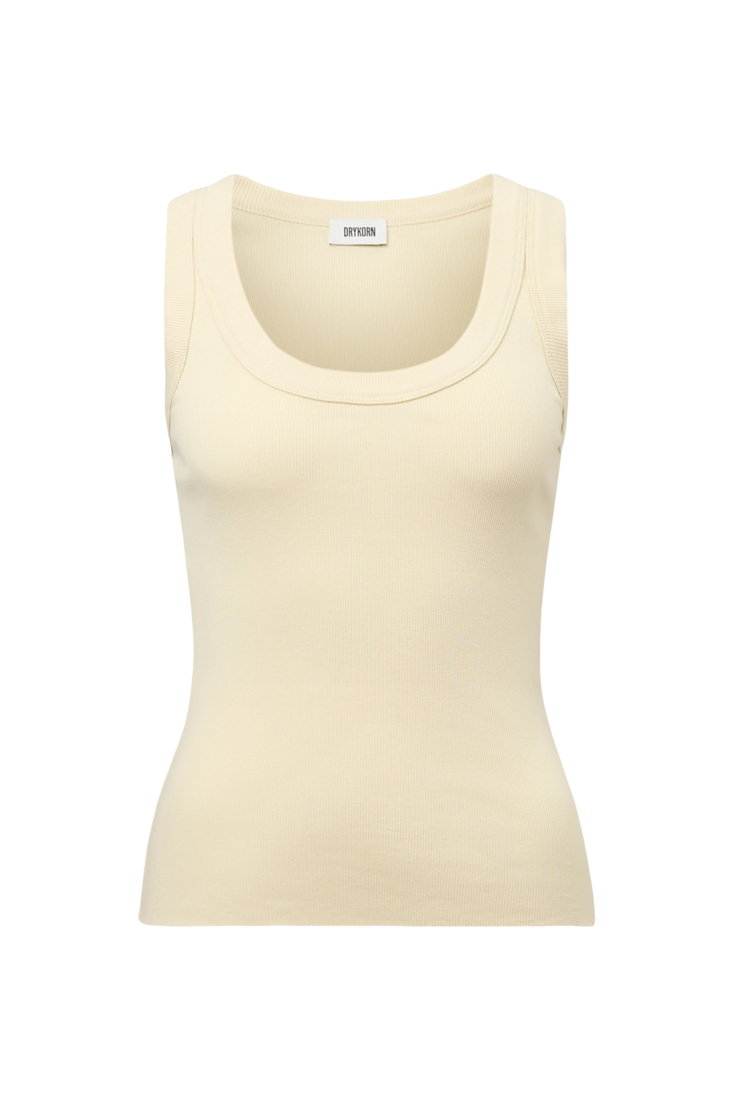 TAVIRA - Ribbed tank top with feminine round neckline - women - yellow - Freisteller Frontansicht