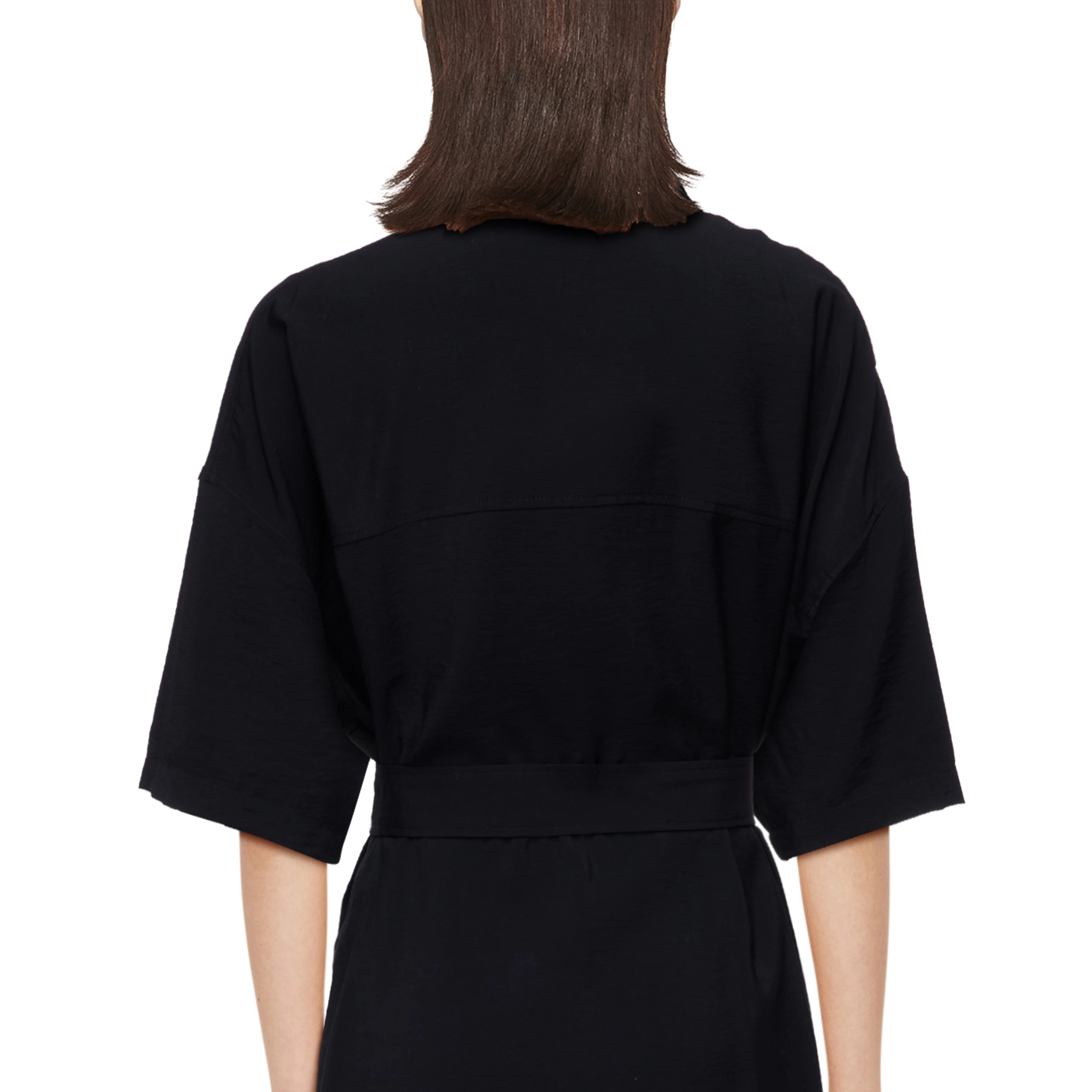 RINI_2 - Shirt dress in blended viscose - women - Natural Aluminium - Detailansicht am Model