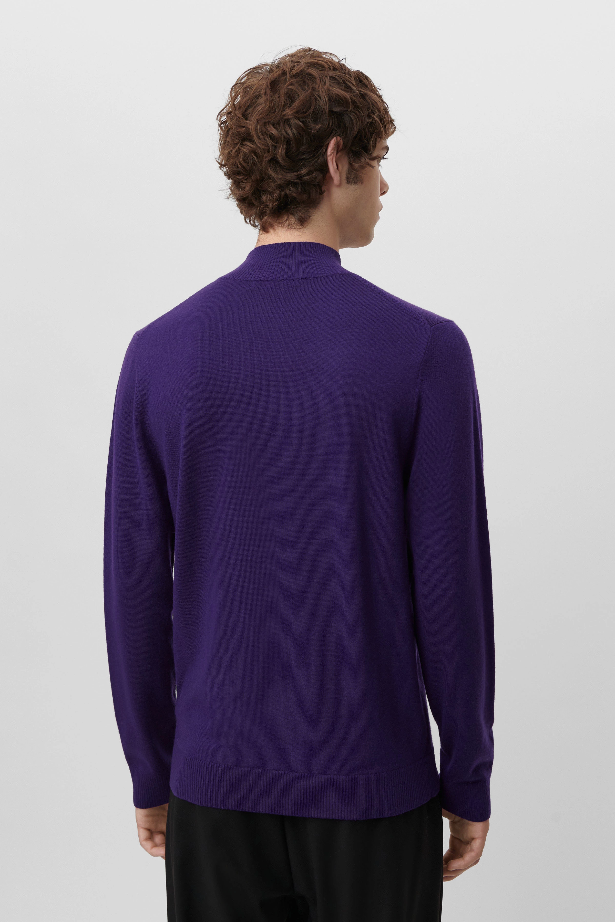 WATSON - Knitted jumper with turtle neck in merino wool - men - purple - Rückansicht