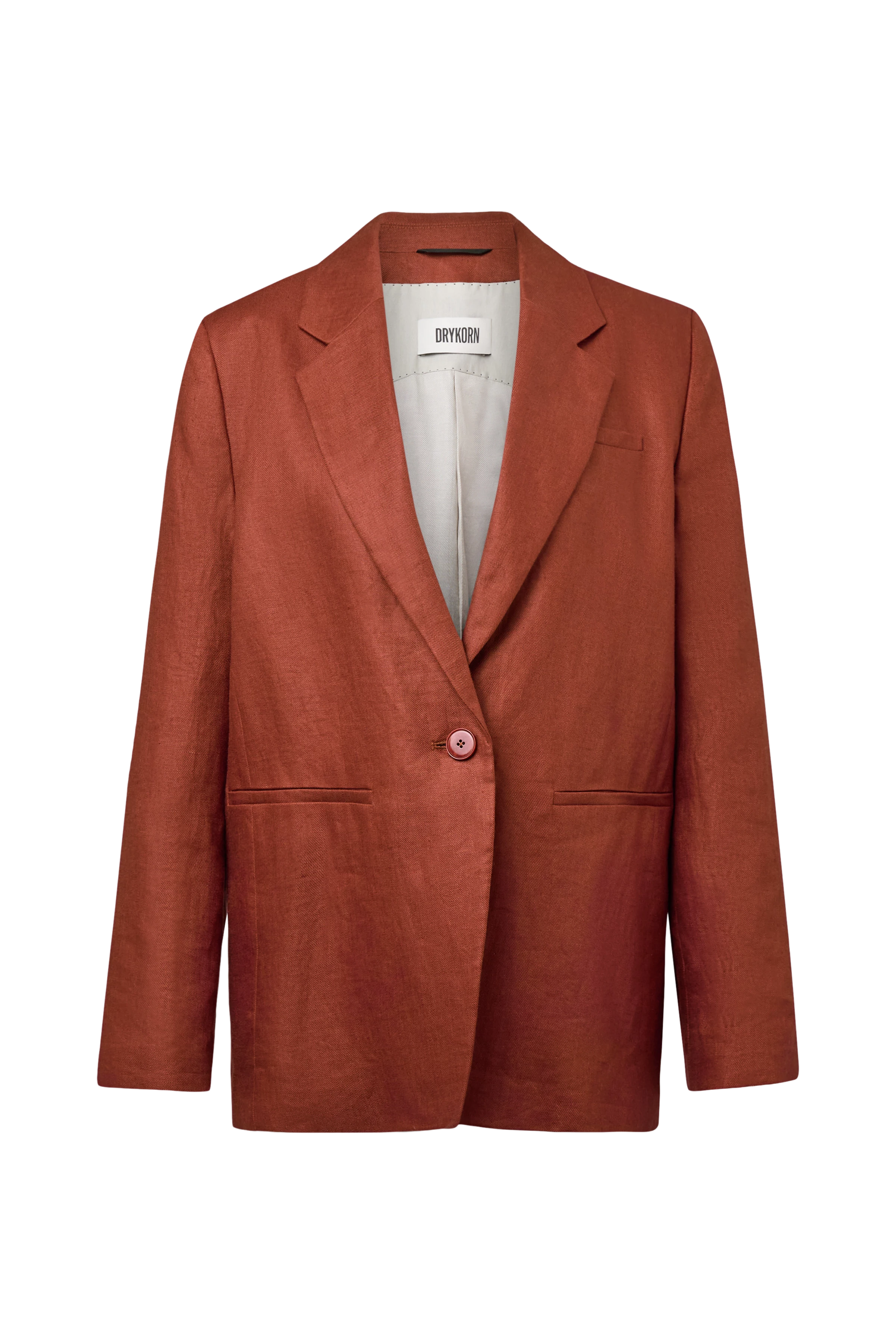 MOWTIE - Blazer décontracté à un bouton en lin pur - women - rouge - Freisteller Frontansicht