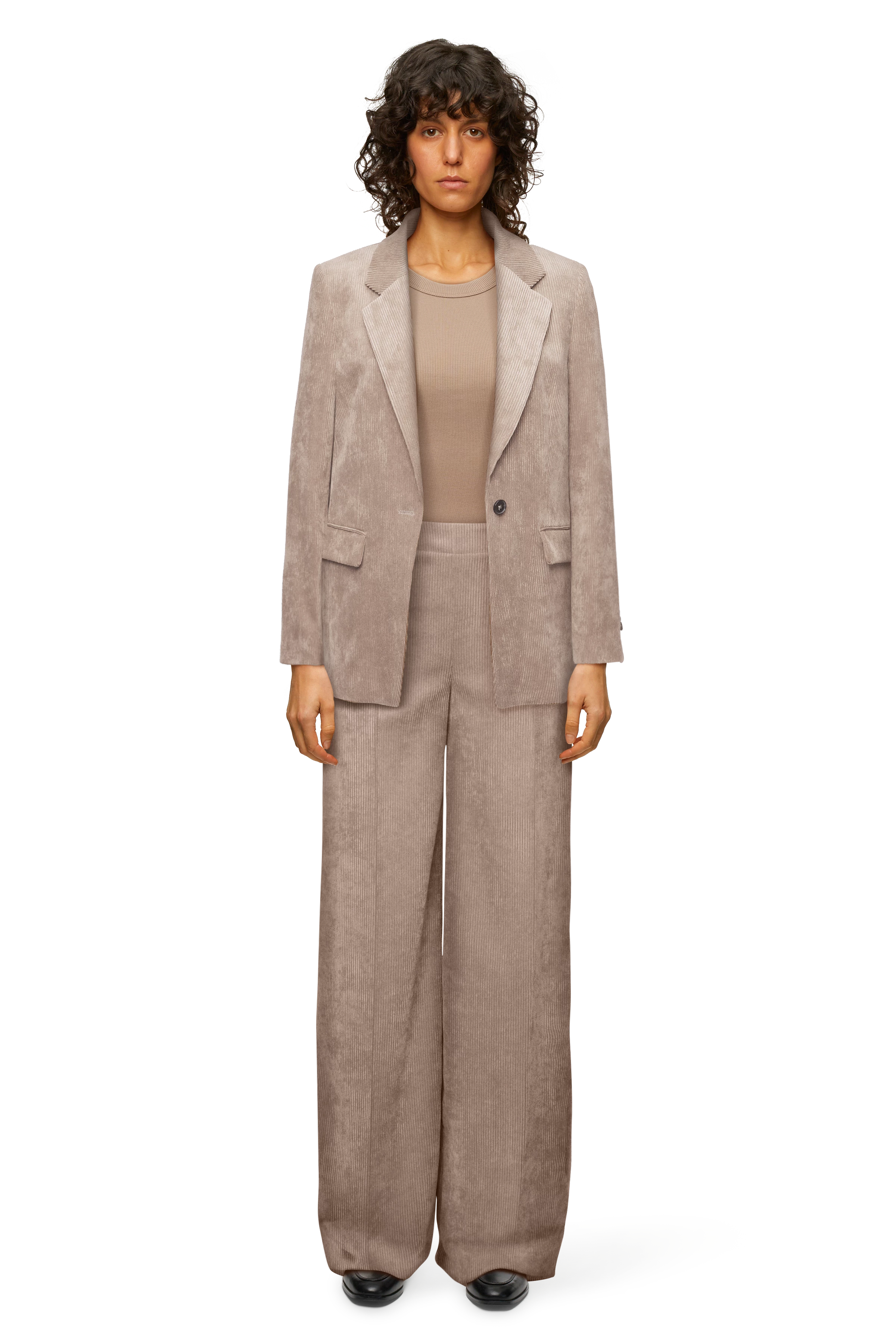 GLENDALE - Boyfriend Blazer in Cord - Damen - braun - Ganzkörper-Frontansicht