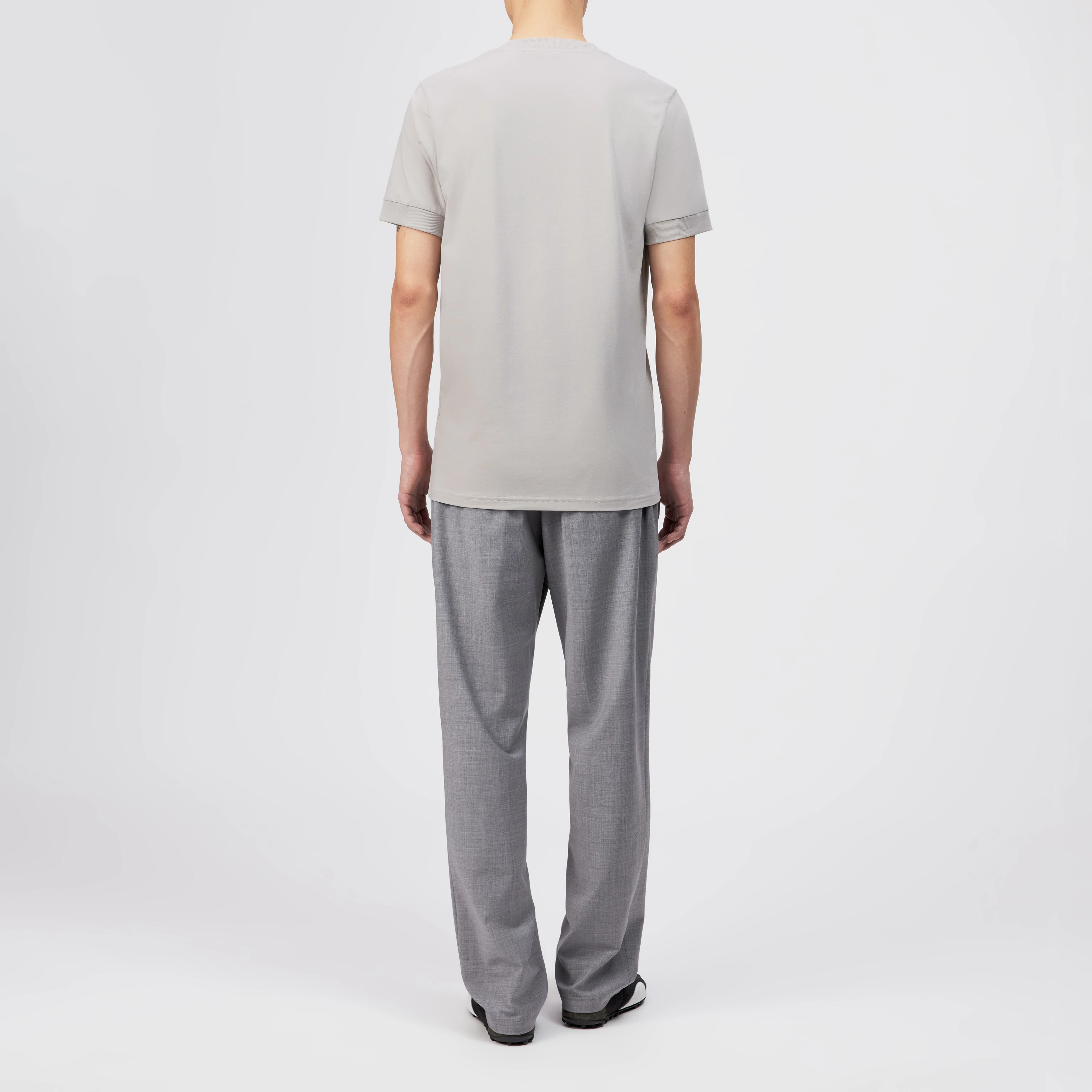 ANTON - Fitted T-Shirt in Baumwolle - Herren - grau - Rückansicht