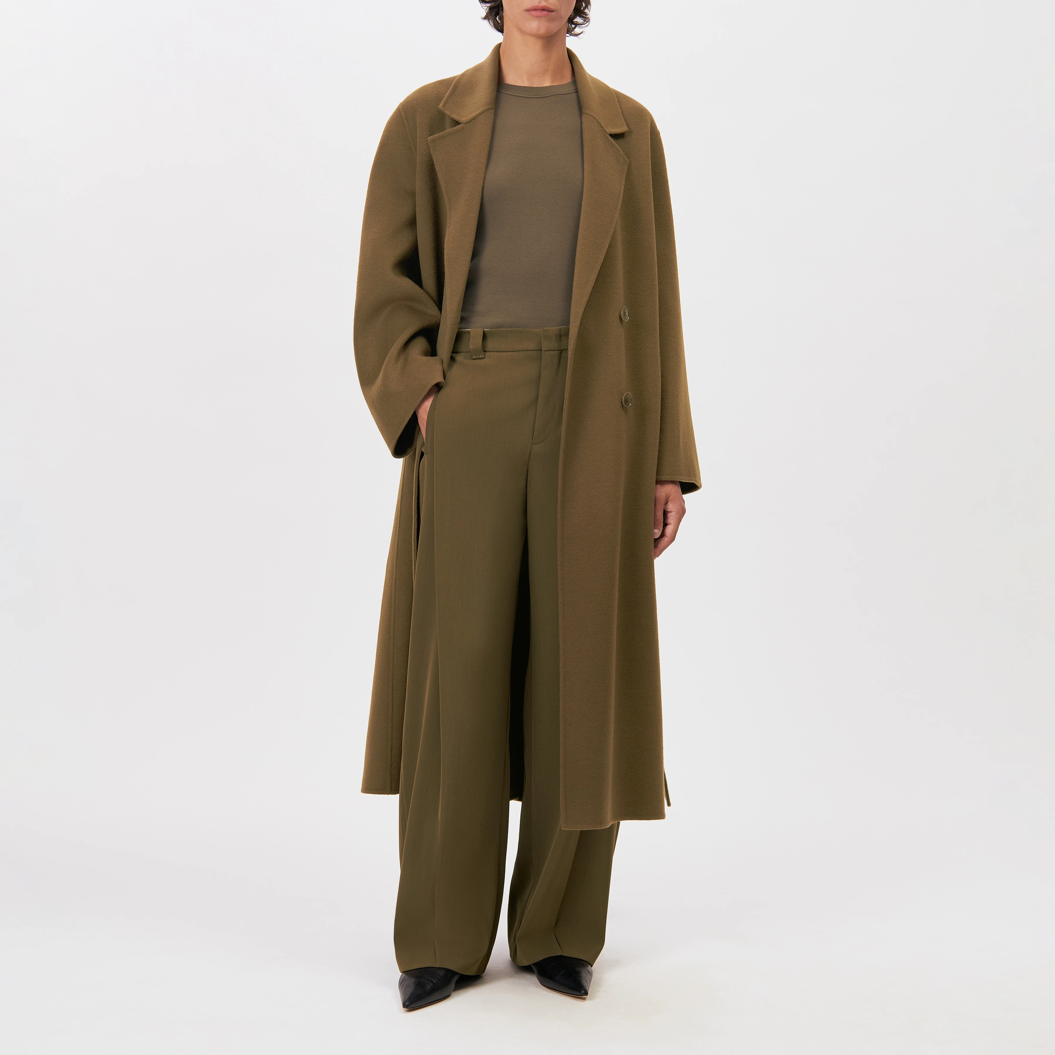 UPAVON - Relaxed fit belted coat - women - green - Ganzkörper-Frontansicht