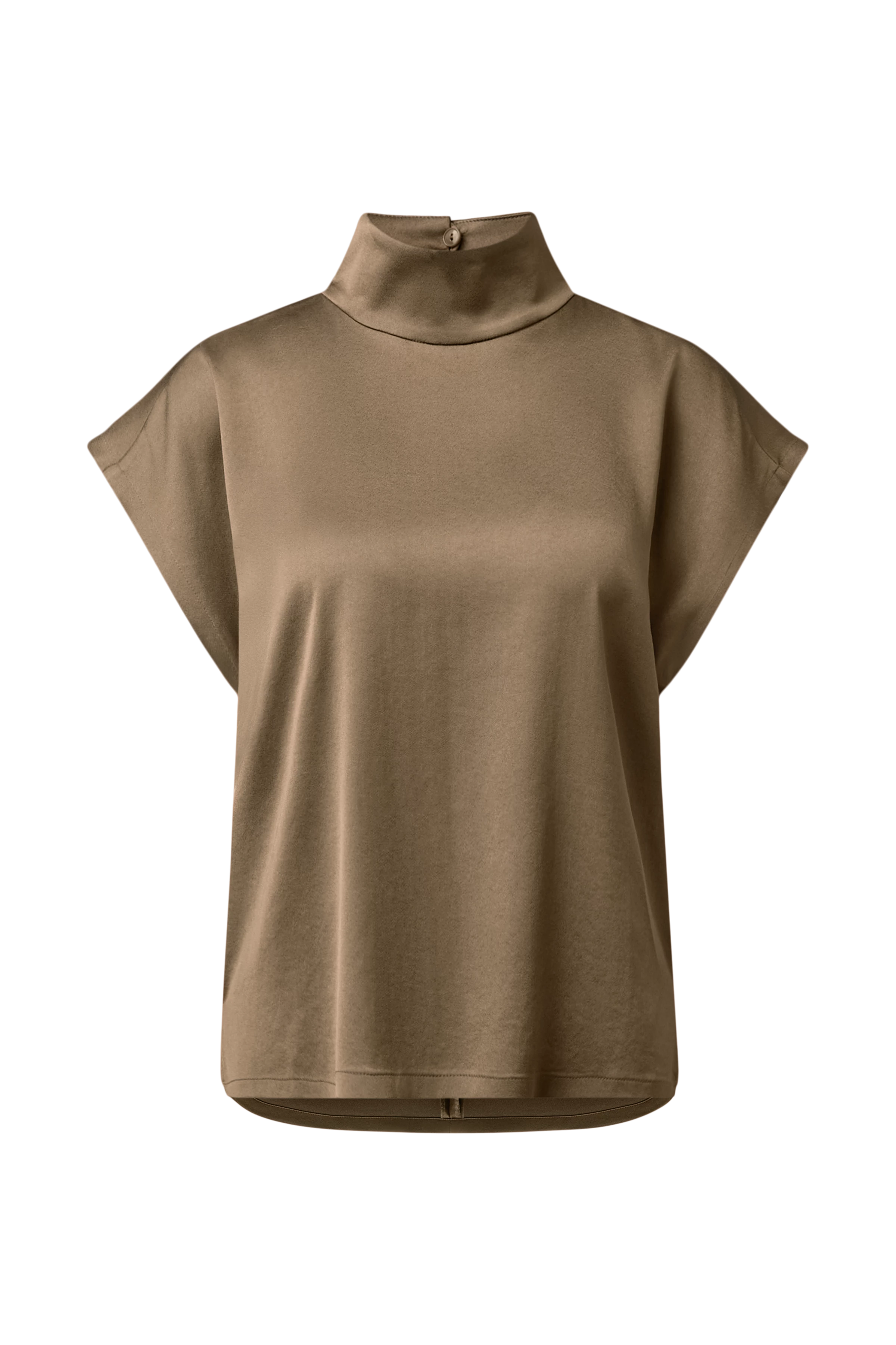 ALARIA_1 - Shirt blouse with stand-up collar in satin - women - green - Freisteller Frontansicht